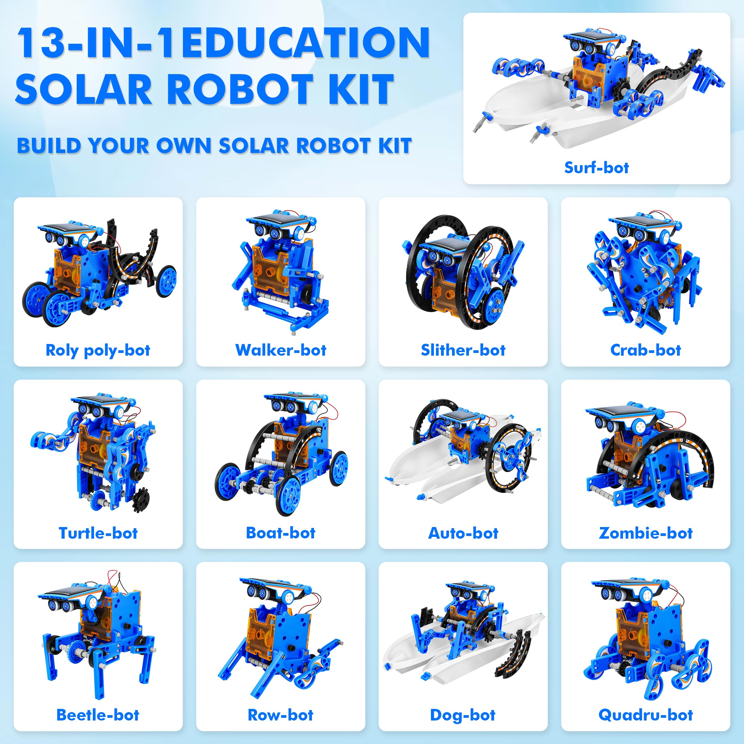 STEM 13-in-1 Education Solar Power Robots Toys for Boys Age 8-12, Educational Toy Science Kits for Kids, Building Experiment Robotics Set STEM Project Gifts for 8 9 10 11 12 Years Old Boy Girls Teens