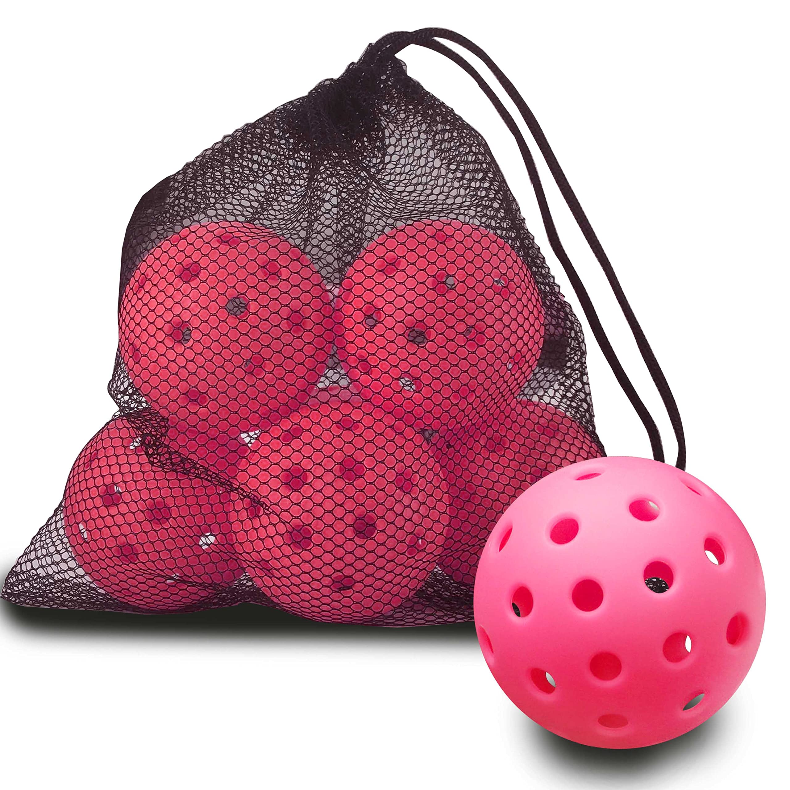 Vvinca Outdoor Pickleball Balls 6 Packs, Meet USAPA Requirement 40 Holes Pickleball, Pink