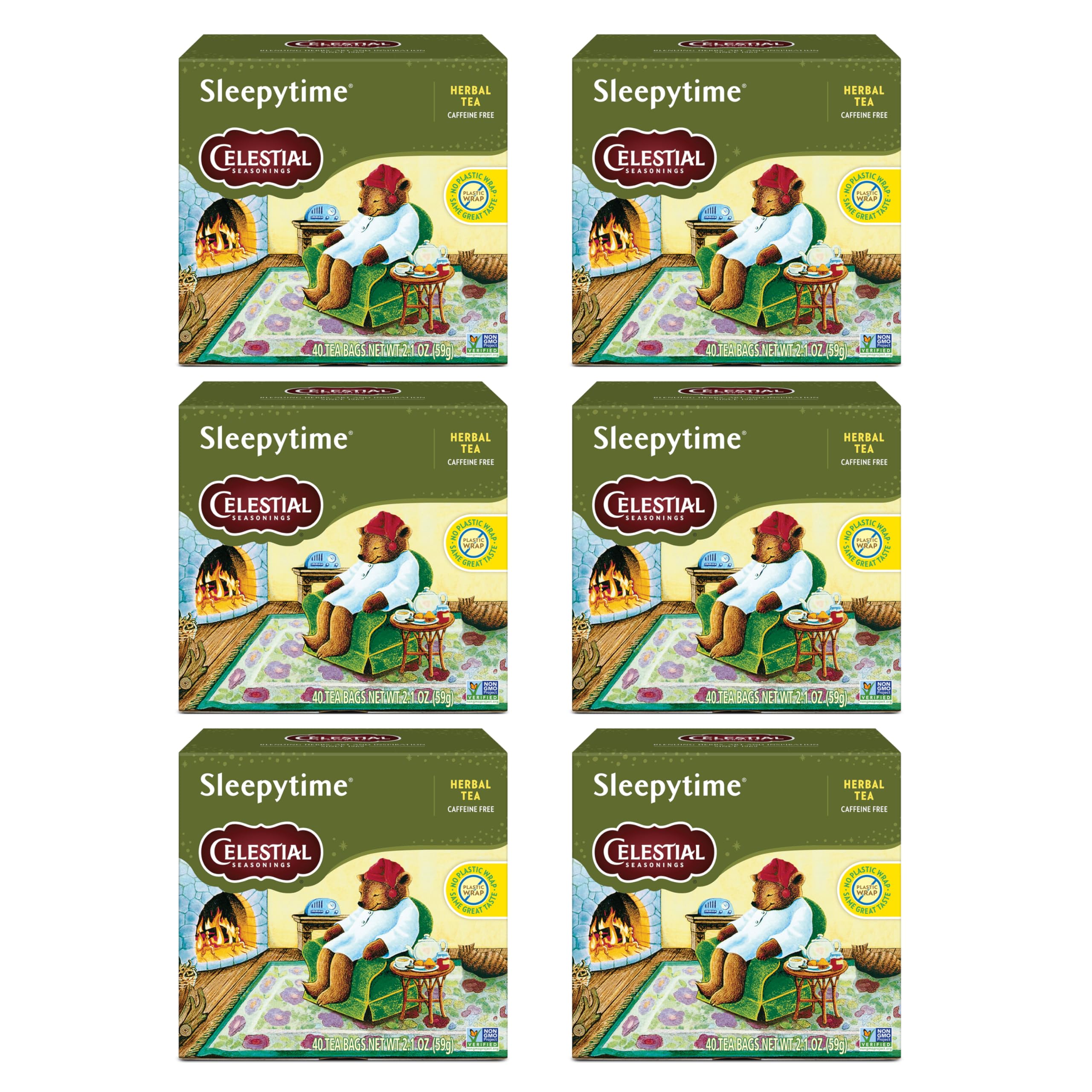 Celestial Seasonings Sleepytime Herbal Tea, Caffeine Free, 40 Tea Bags Box, (Pack of 6)