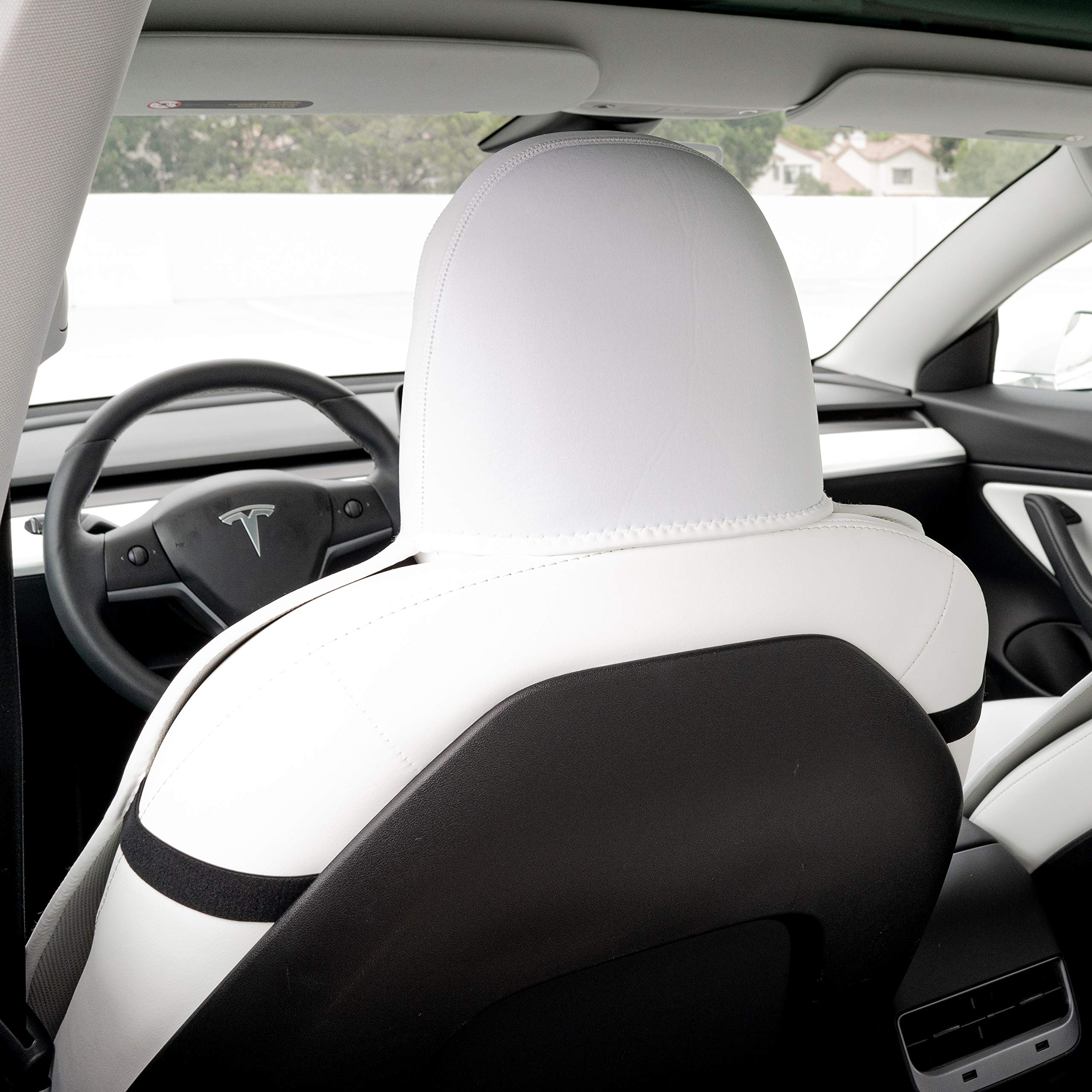 EVNV Tesla Model Y Seat Cover 2024 - Waterproof Neoprene Front Seat Protector - Tesla Seat Cover for 2020-2024 Model Y, 1 White Cover