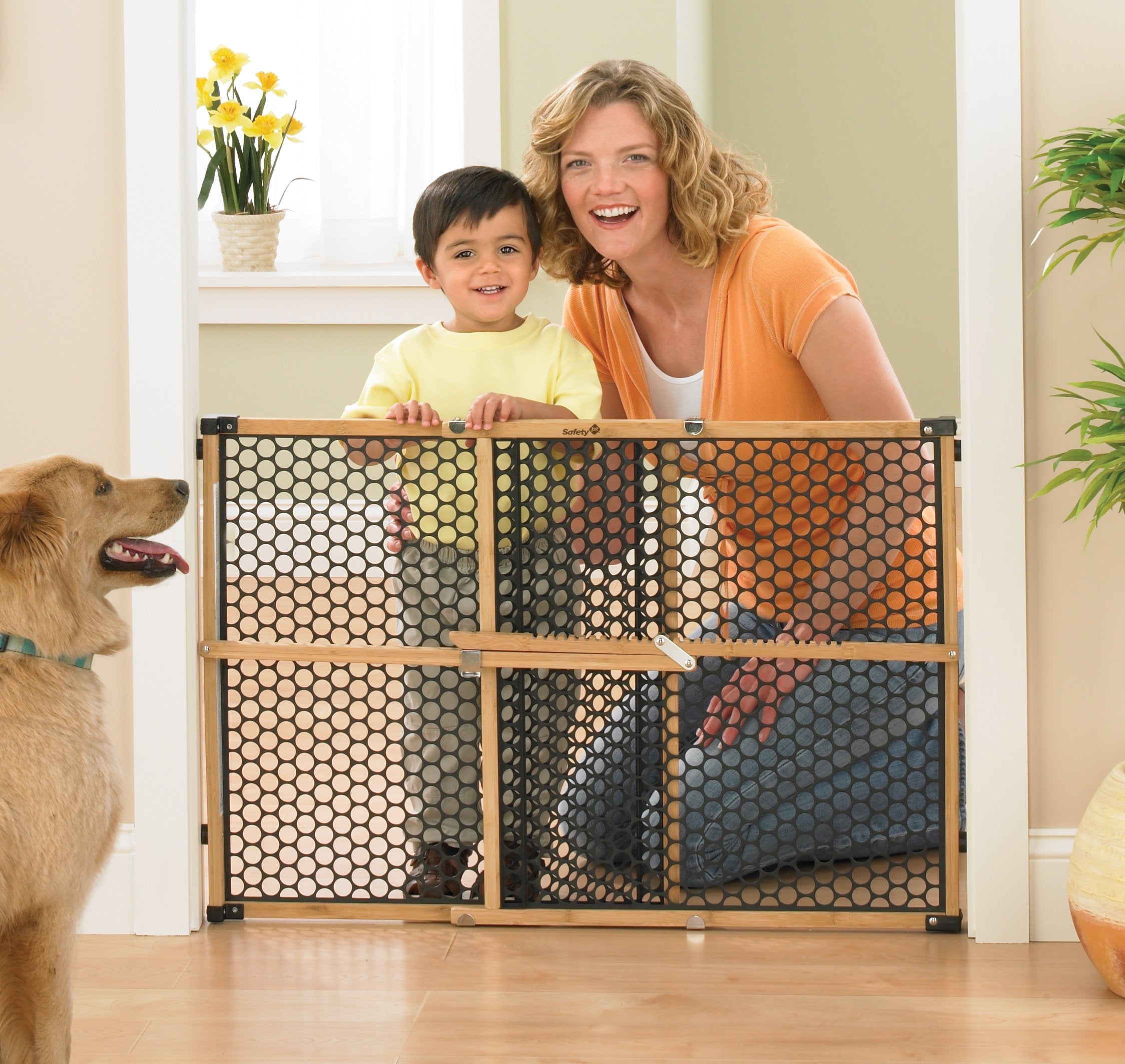 Safety 1st Eco-Friendly Nature Next Bamboo Baby Gates for Doorways, No Drill Baby Gate with Door, Dog Gates, Fits 28"-42", 24" High, Bamboo and Black