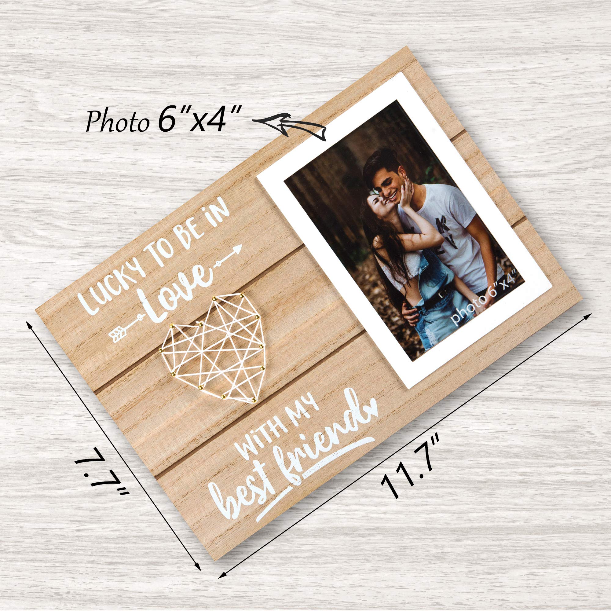 Christmas Gifts for Boyfriend, Girlfriend - Anniversary, Birthday, Romantic Couples Gift - Couple, Husband, Wife, Fiance Picture Frame Gifts For Him or Her - Lucky To Be In Love - 4x6 Inches Photo