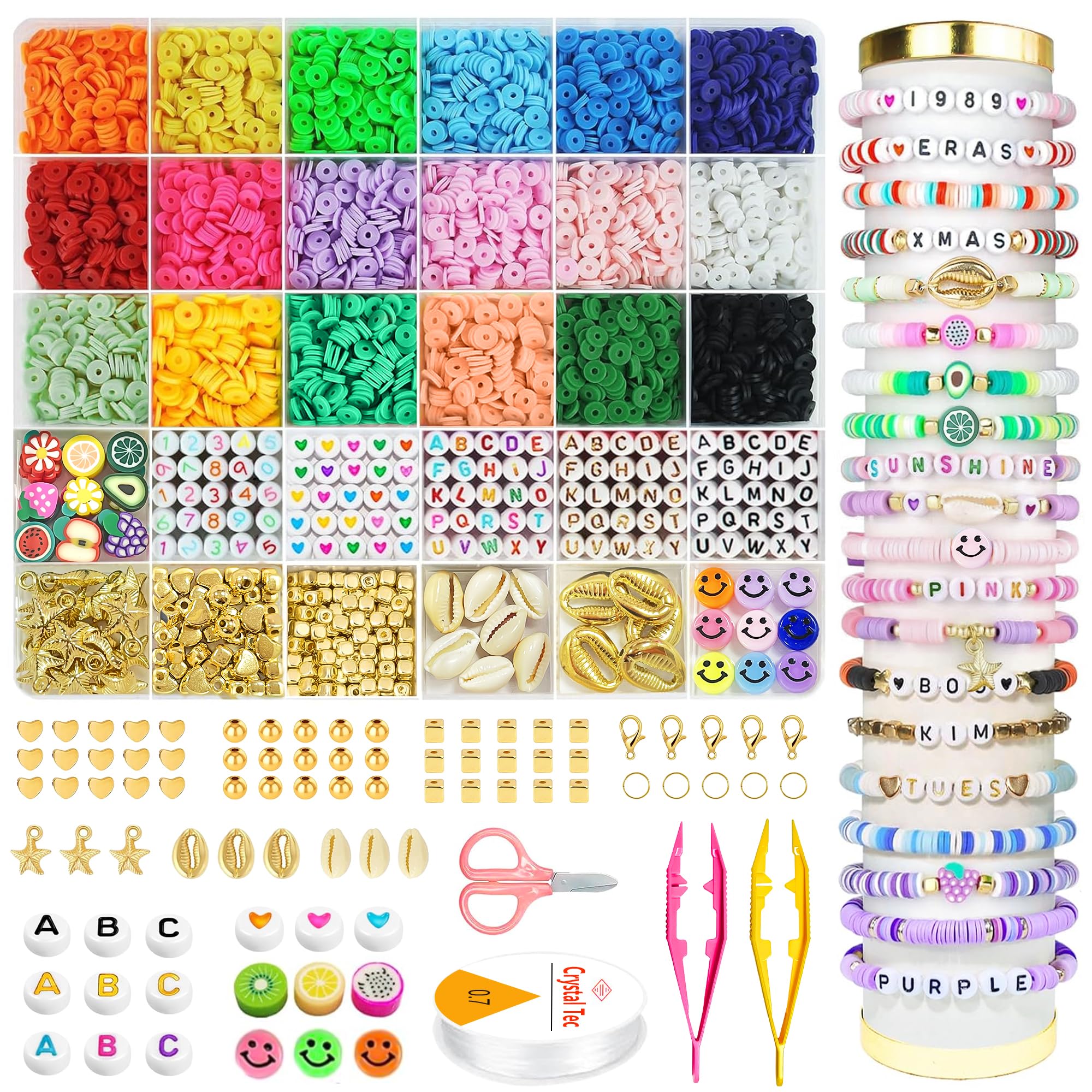 OHOME Stocking Stuffers for Kids Girls - 5300 Clay Beads Bracelet Making Kit,Arts and Crafts for Kids Ages 8-12,Christmas Crafts Games Toys for 3-10 Year Old Birthday Gift,Stuff Supplies