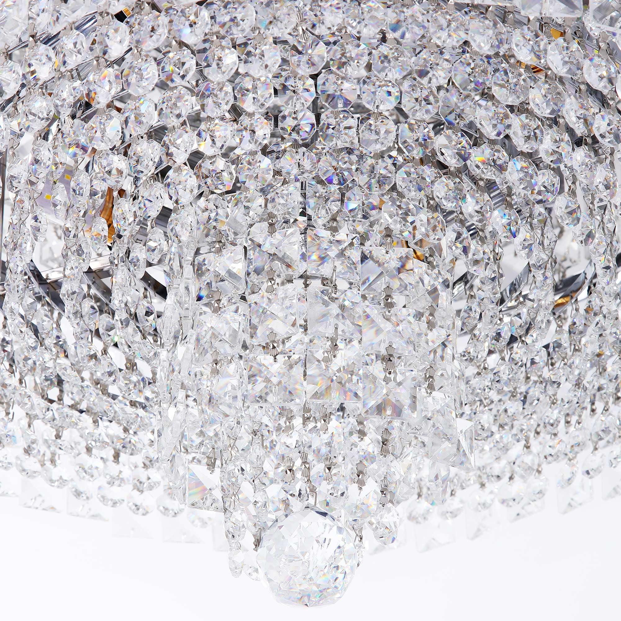 KUNGHEYFATCHOY Crystal Chandelier, Ø17.7 inch Premium 4 Lights E12 Modern Elegant Round Ceiling Lamp Pendant Lamp Lighting for Living Room Bedroom Hallway Chandelier(Bulbs are not Included)