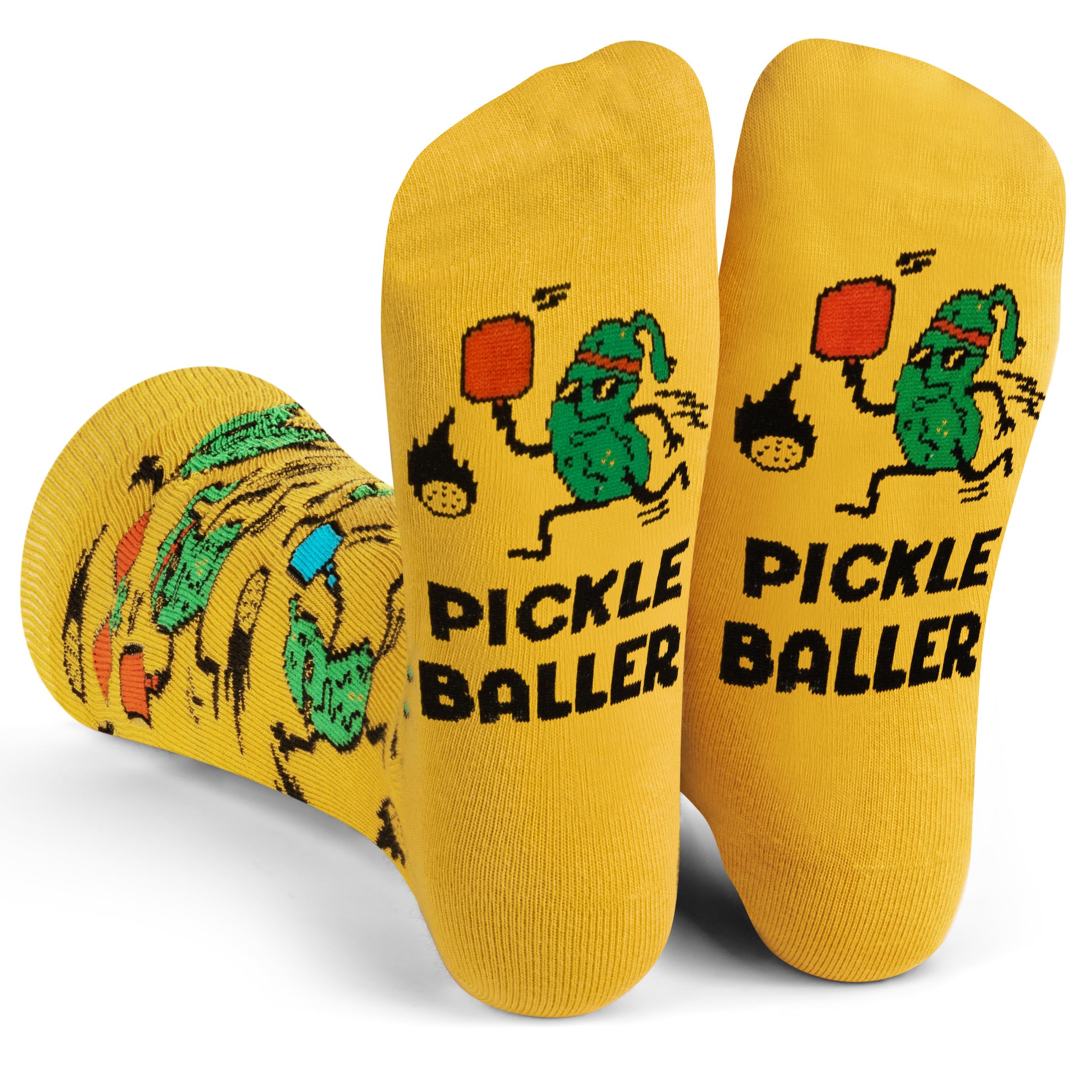 Lavley Pickle Baller Funny Socks for Pickleball Gifts for Men and Women (Uniex, One Size Fits Most)