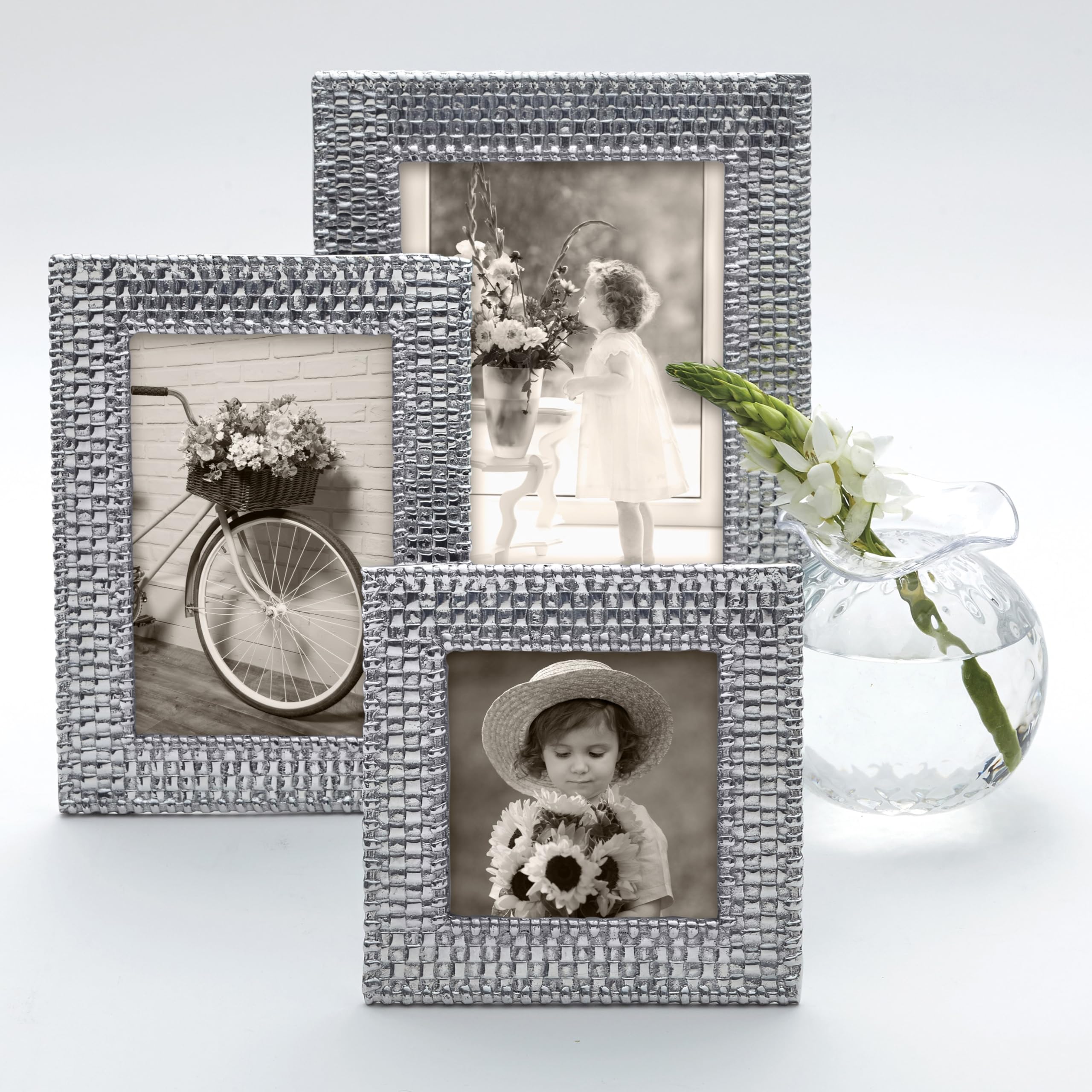 MARIPOSA Basketweave Frame, 5x7 inch, silver