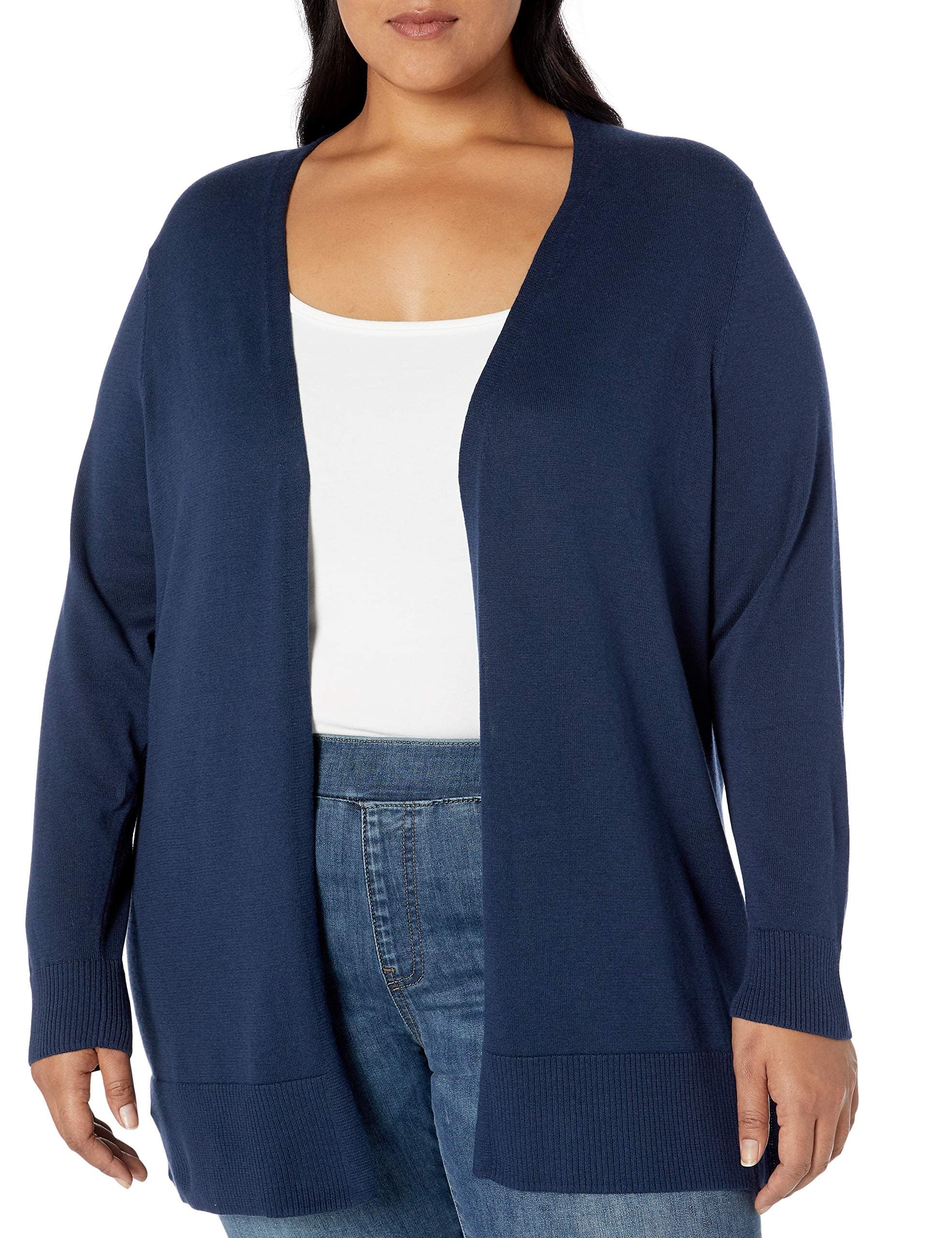 Amazon Essentials Women's Lightweight Open-Front Cardigan Sweater (Available in Plus Size), Navy, Large