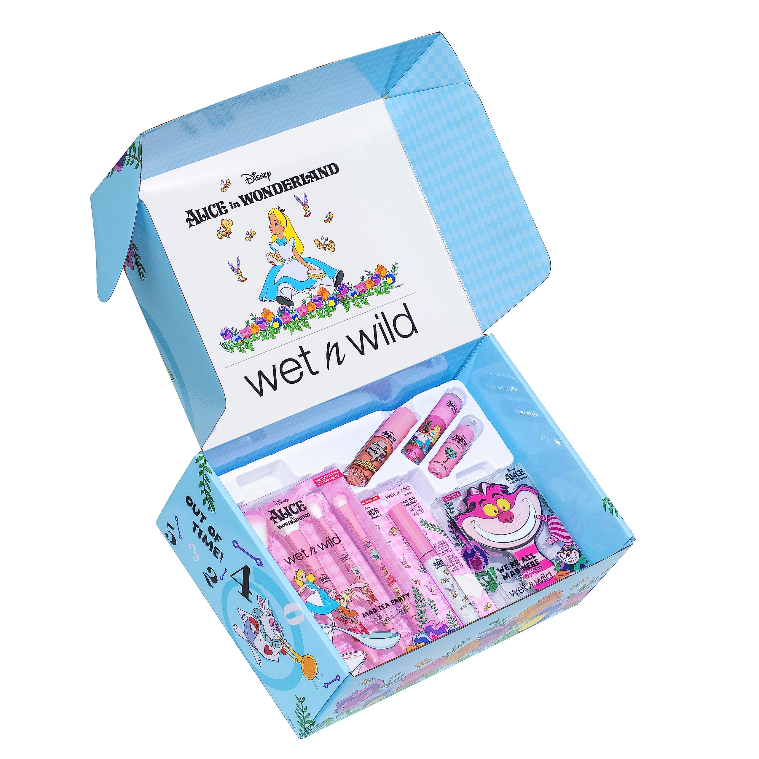 wet n wild Alice in Wonderland PR Box - Makeup Set with Versatile Brushes, Buildable & Blendable Palettes, Vibrant Colors, & Lip Glosses for Unique Looks, Cruelty-Free & Vegan