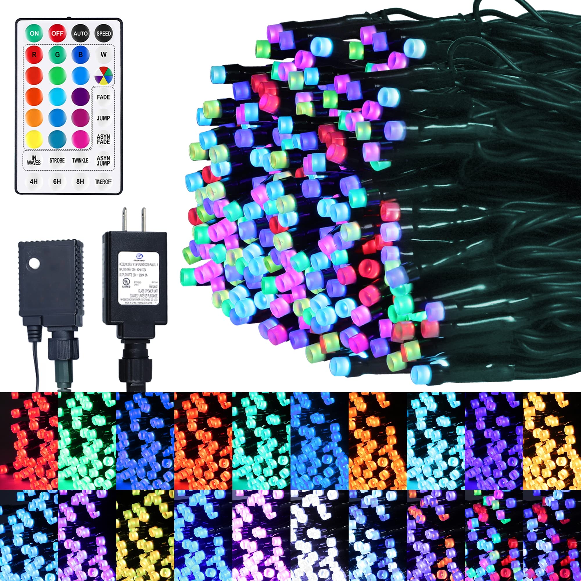 weillsnow Color Changing Christmas Lights, 66ft 200 LED RGB String Lights with Remote & Timer, Fairy Lights for Indoor Outdoor Xmas Tree Party Wedding Christmas Decorations