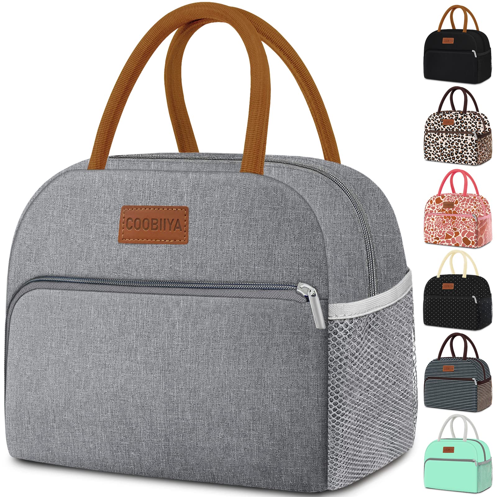 Coobiiya Lunch box for Women/Men/Adult, Lunch Box Lunch Bag Women, Small Leakproof Cute Lunch Tote Large Capacity Reusable Insulated Cooler Lunch Container for Work/Office/Picnic/Beach-Grey