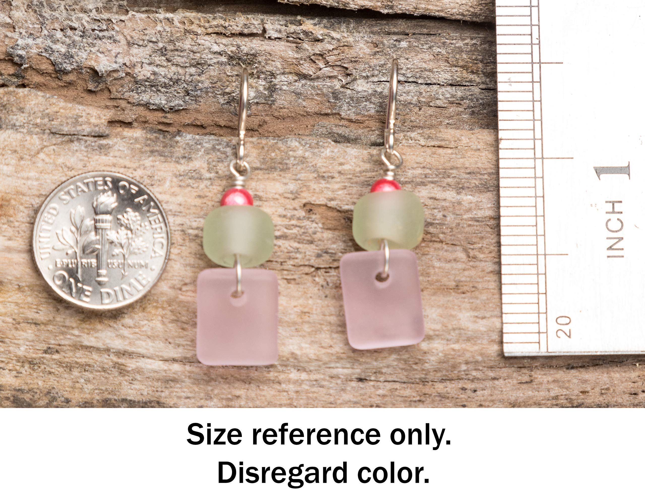 Sea Glass Mystic Earrings (Ocean - Marine) Sterling Drop Beach Earrings for Women by EcoSeaCo, using recycled and sustainable material. Handmade in the USA