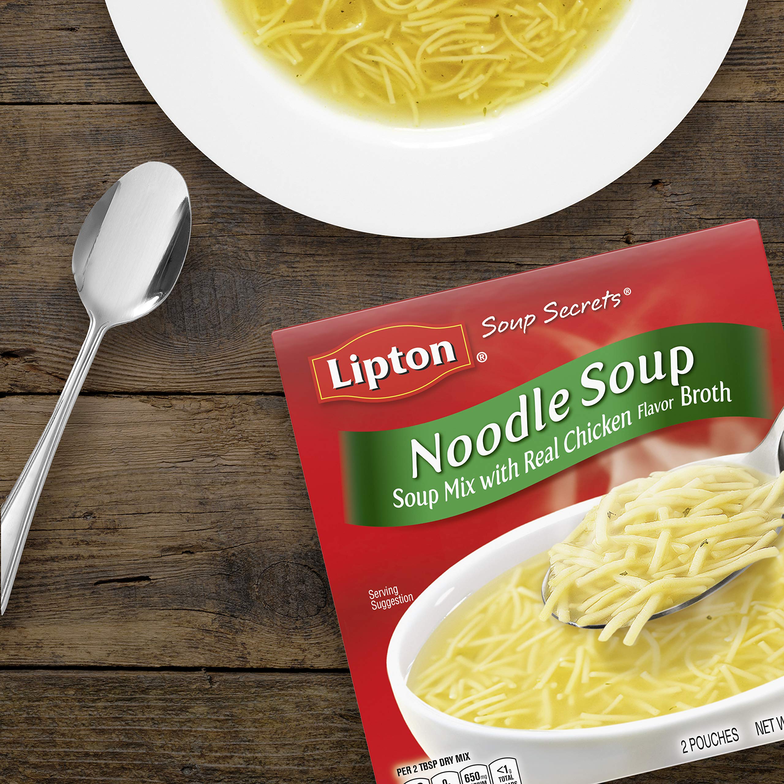 SOUP SECRETS Lipton Instant Soup Mix For a Warm Bowl of Soup Noodle Soup Made With Real Chicken Broth Flavor 4.5 oz, Pack of 12