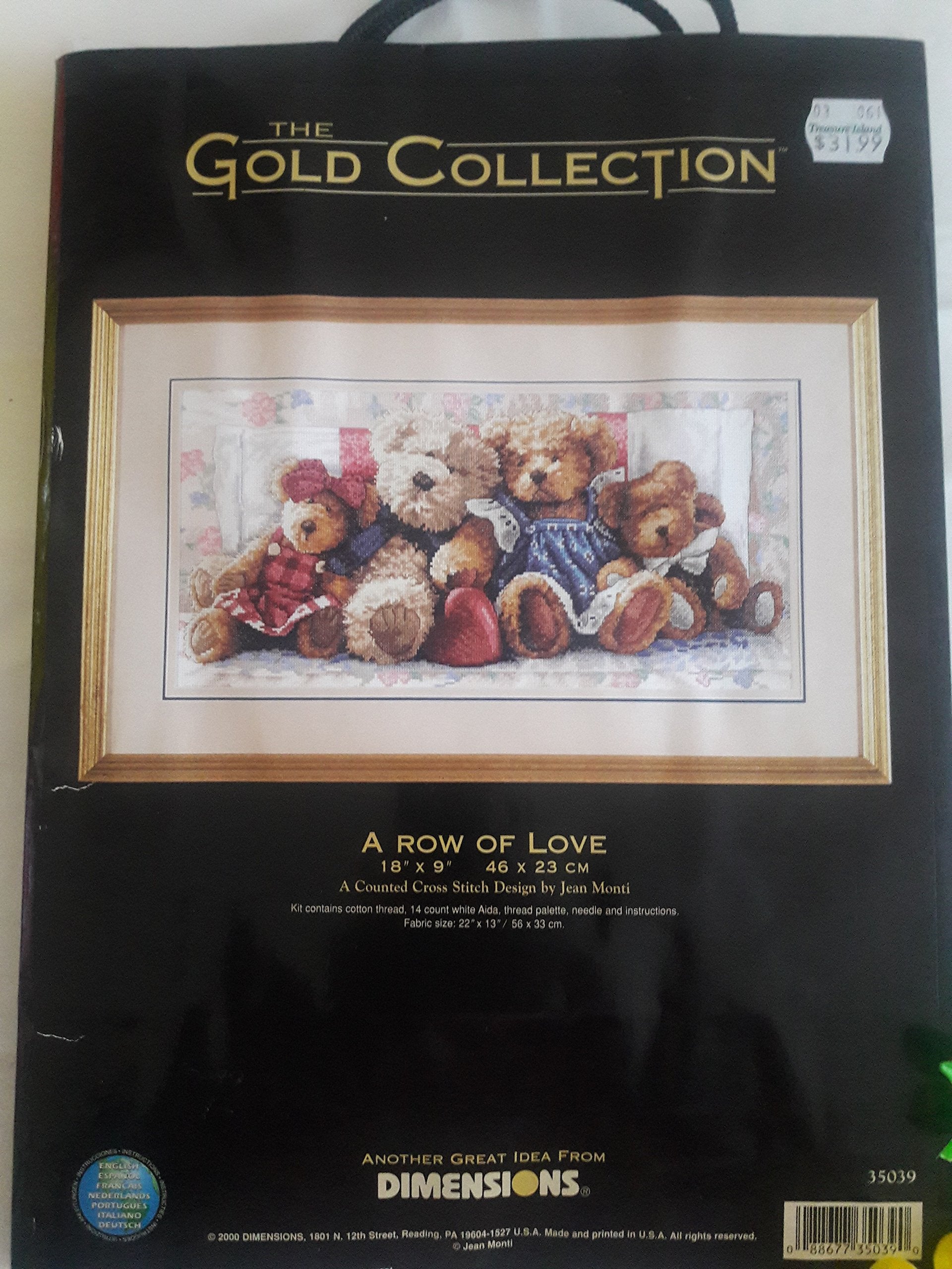 Dimensions Gold Collection Counted Cross Stitch Kit, A Row of Love, 14 Count White Aida, 18'' x 9''