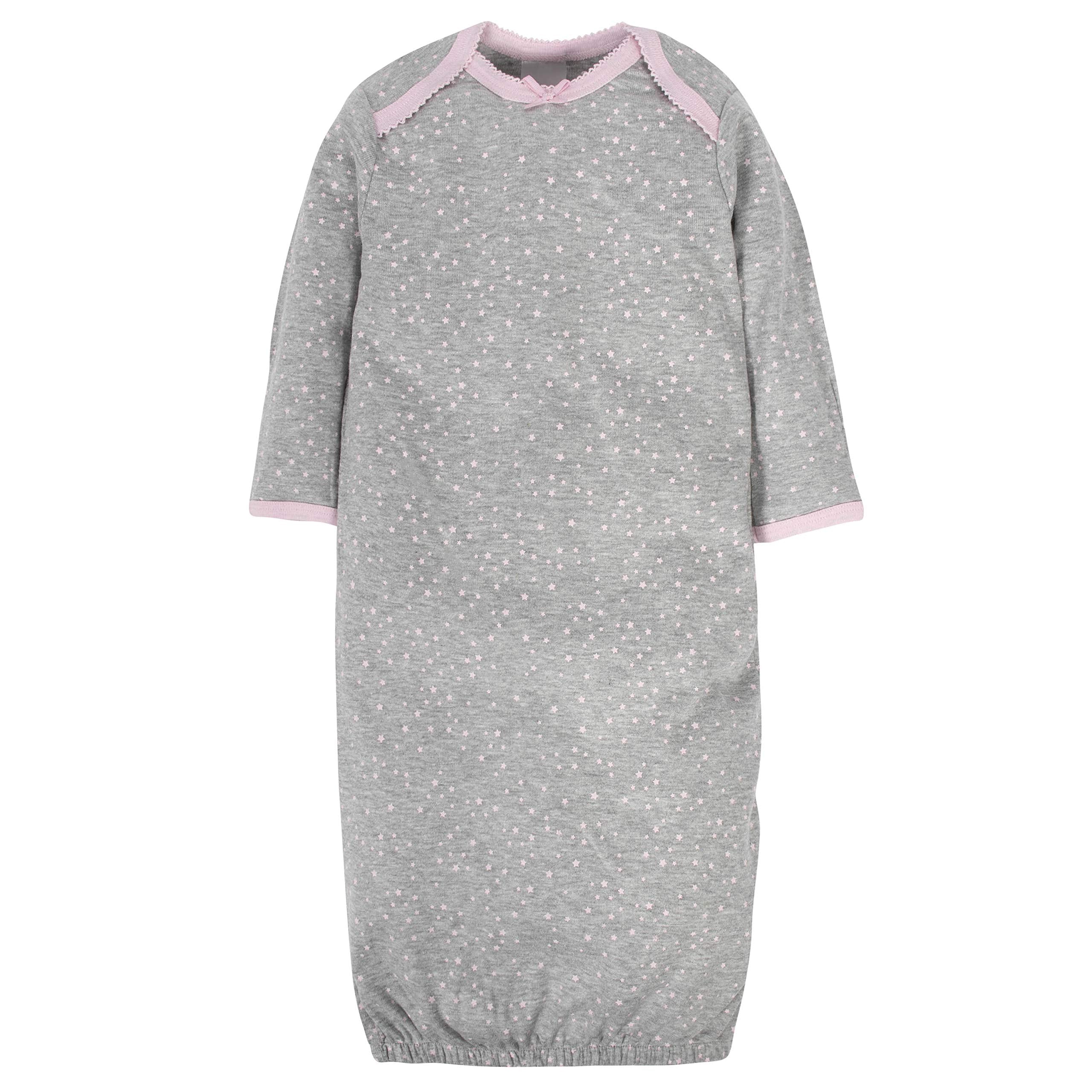 Gerber Unisex Baby Boy and Girls 4-Pack Sleeper Gown Bunny Pink 0-6 Months