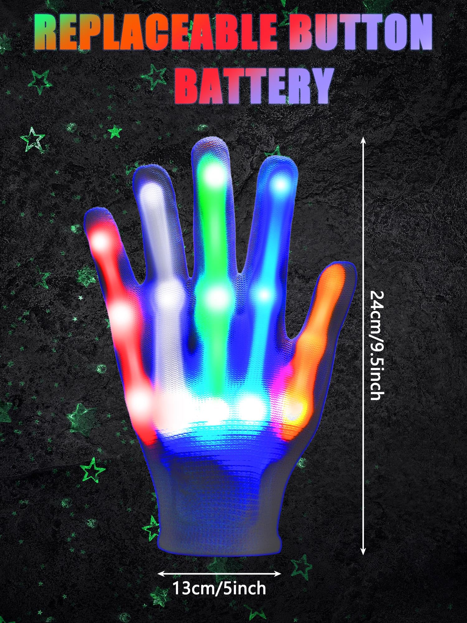 4 Pairs Light Gloves Glow in The Dark Gloves LED Flashing Light Gloves for Halloween Christmas Birthday Parties(Adult Size)