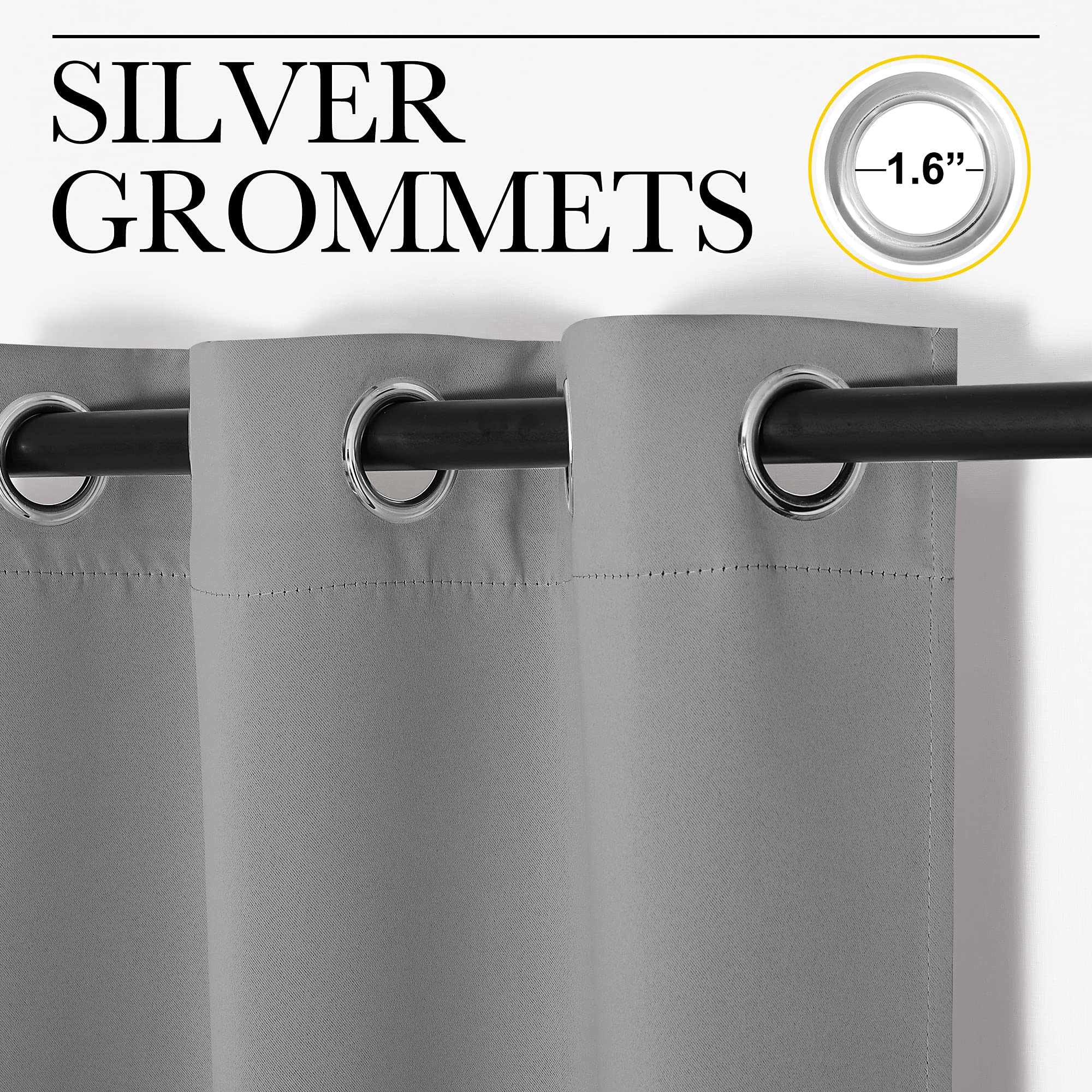 NICETOWN Sliding Door Curtains, Wide Thermal Blackout Patio Door Curtain Panel, Sliding Door Drapes/Draperies with Grommet Top (Silver Gray, W70 x L84)