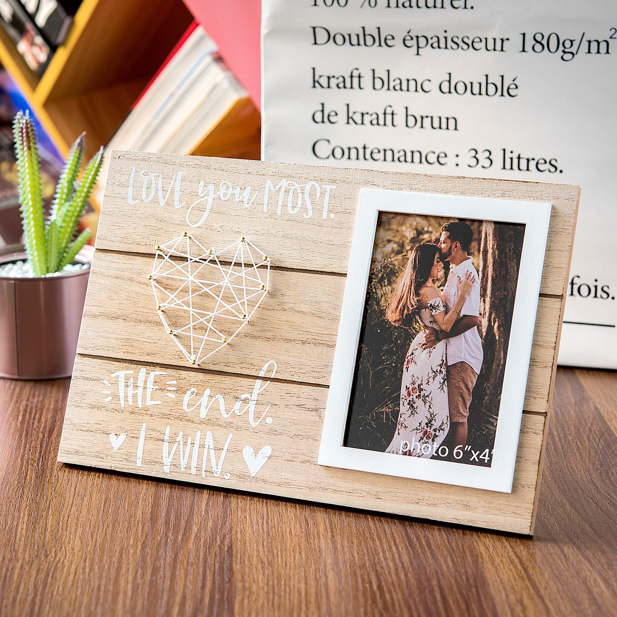 Christmas Gifts for Boyfriend, Girlfriend - Anniversary, Birthday, Romantic Couples Gift - Couple, Husband, Wife, Fiance Picture Frame Gifts For Him or Her - Lucky To Be In Love - 4x6 Inches Photo