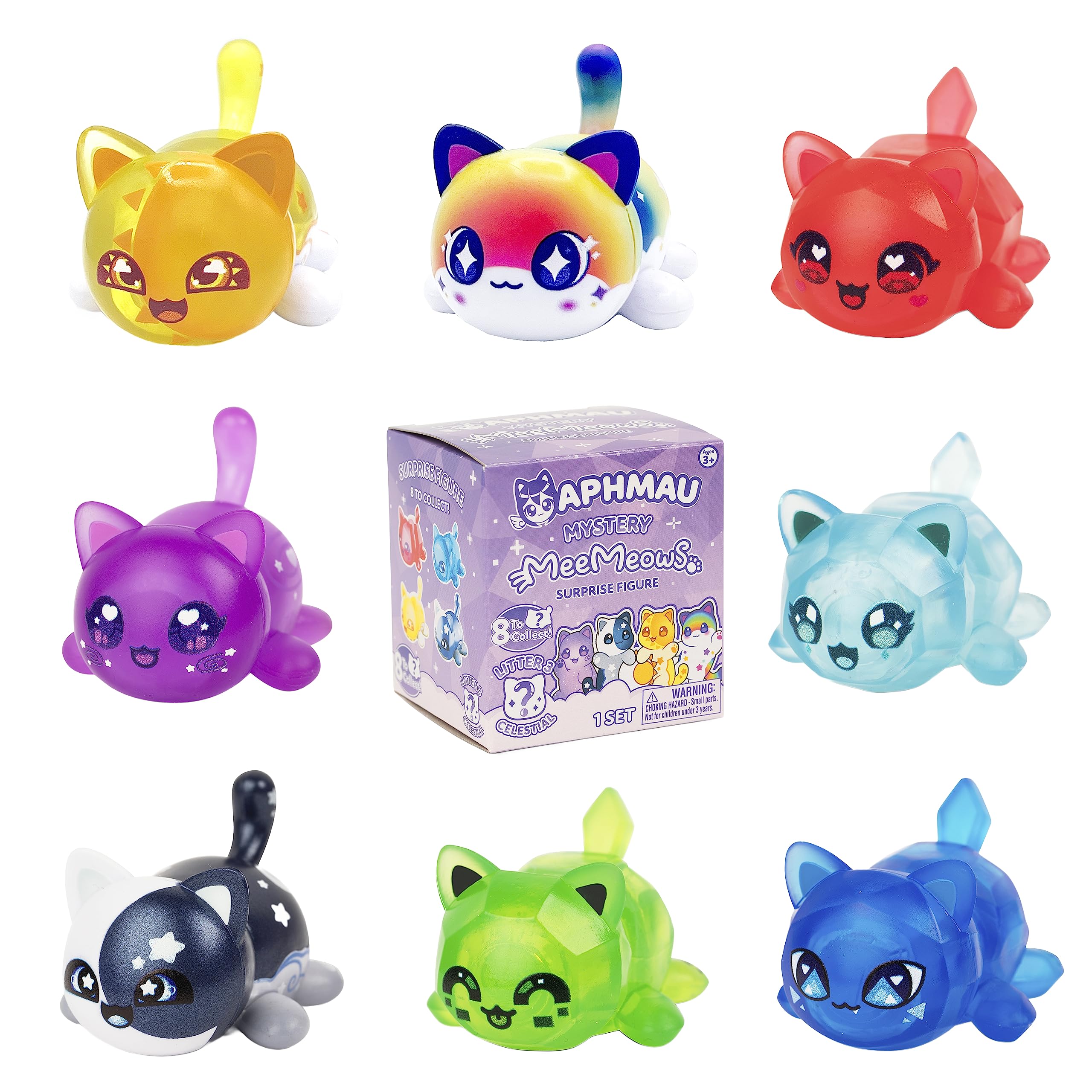 Aphmau Mystery MeeMeows Surprise Figures 6 Pack; Wildy Popular; 8 Possible Mini MeeMeows Figures to Collect, Including Donut / Fairy & Mermaid Cat