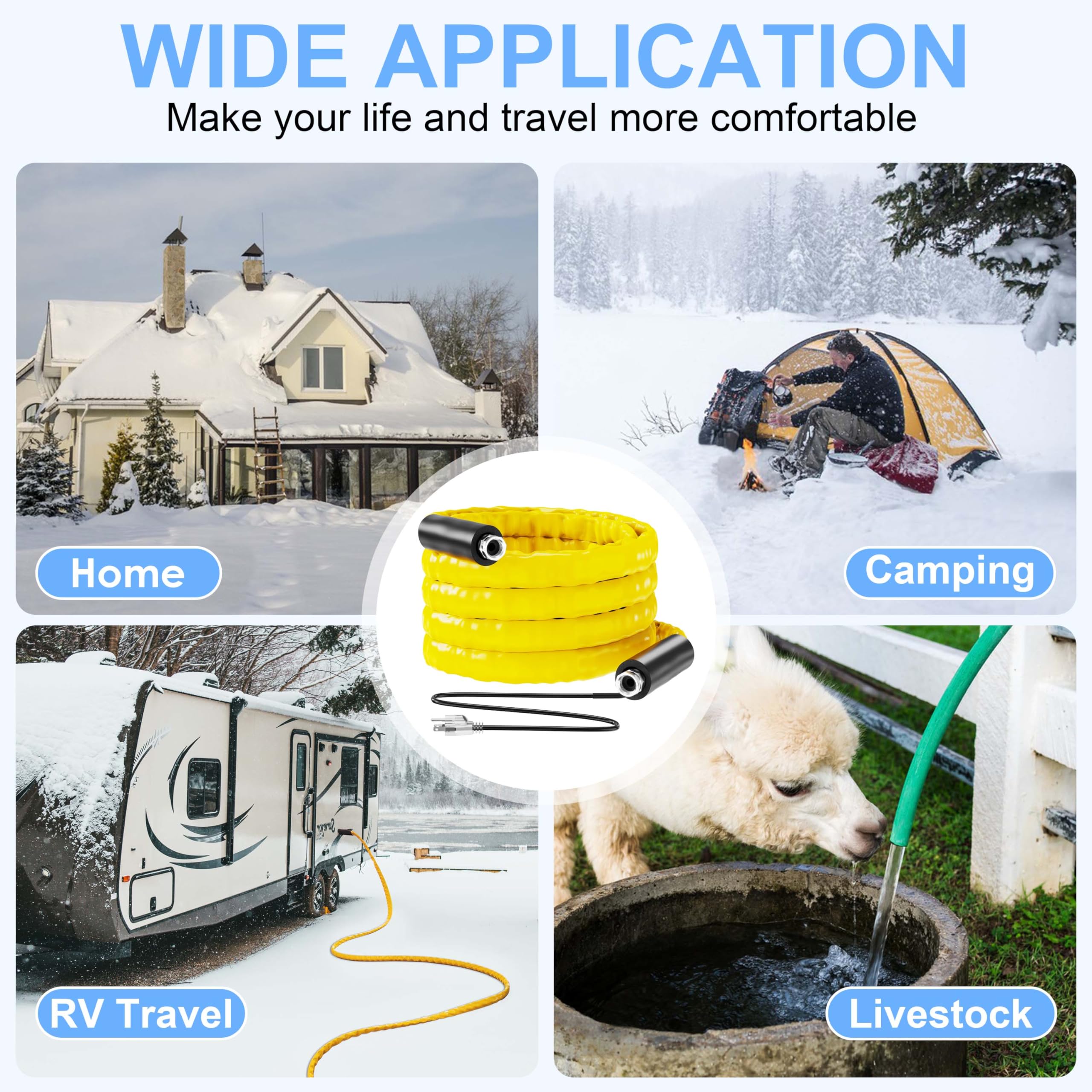 CircleRiver 50FT Heated Drinking Water Hose for RV -40℉ Antifreeze Water Hose 5/8" Inner Diameter Self-Regulating with Energy Saving Thermostat Lead & BPA Free RV Water Hose