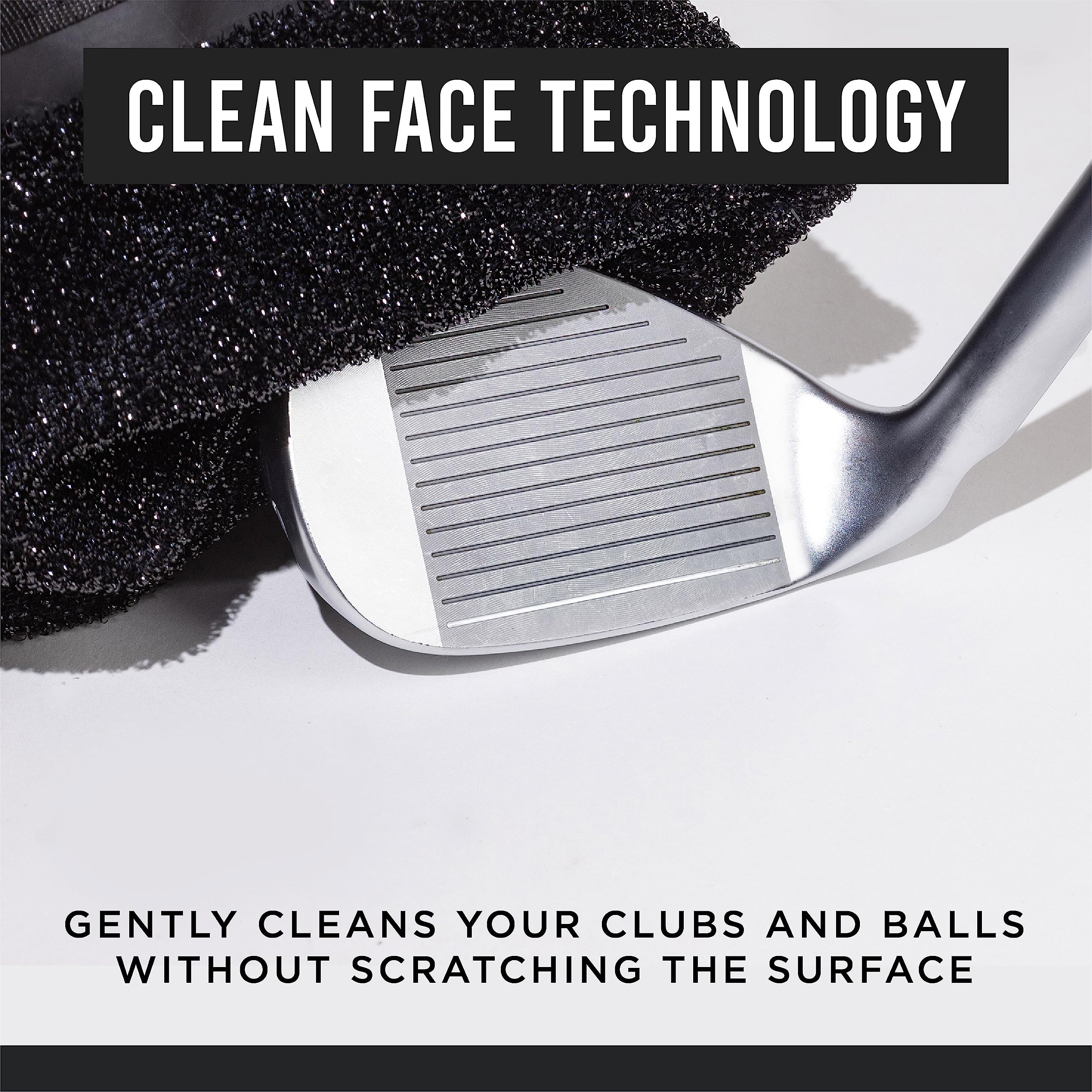 Club Scrub Golf Club and Golf Ball Cleaning Bag, Waterproof Clean Face Technology Liner, Perfectly Dry Neoprene Exterior, Detachable Clip, Machine Washable, Cleans Club Grooves, Black