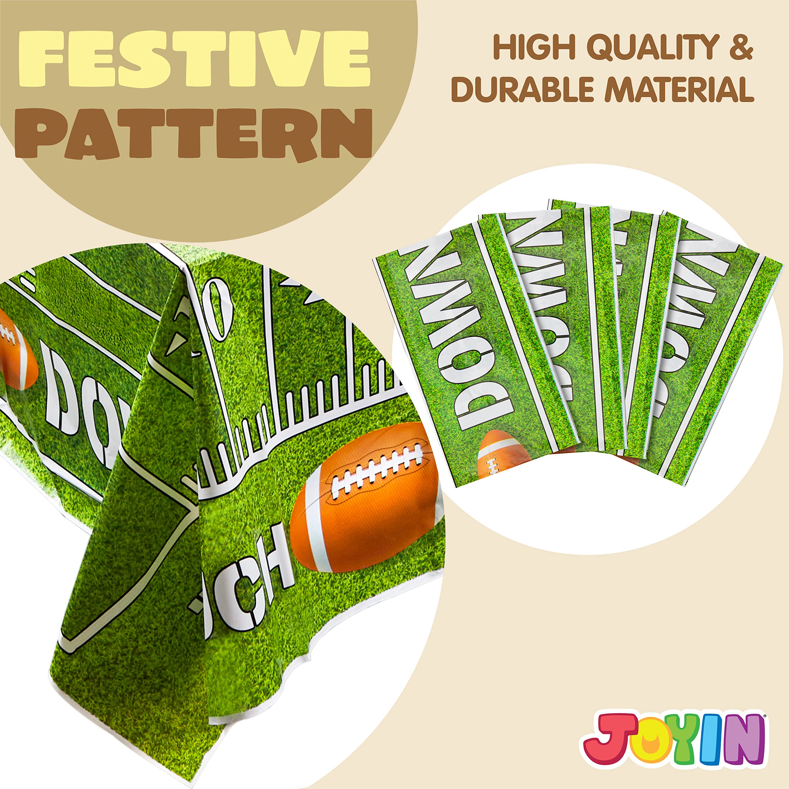 JOYIN 4 Pack Game Day Football Tablecloth Table Cover Touchdown Party Decorations Football Party Supplies (54x72 Inches)