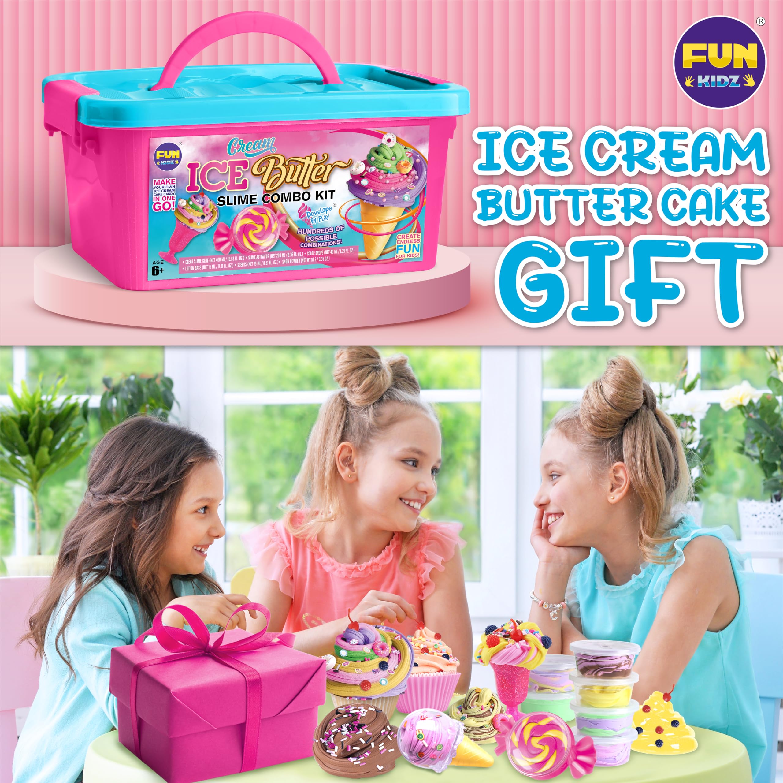 Gift Butter Slime Kit for Girls 10-12, FunKidz Ice Cream Soft Slime Making Kit Ages 8-12 Kids Slime Toys Ideal Birthday Party Present