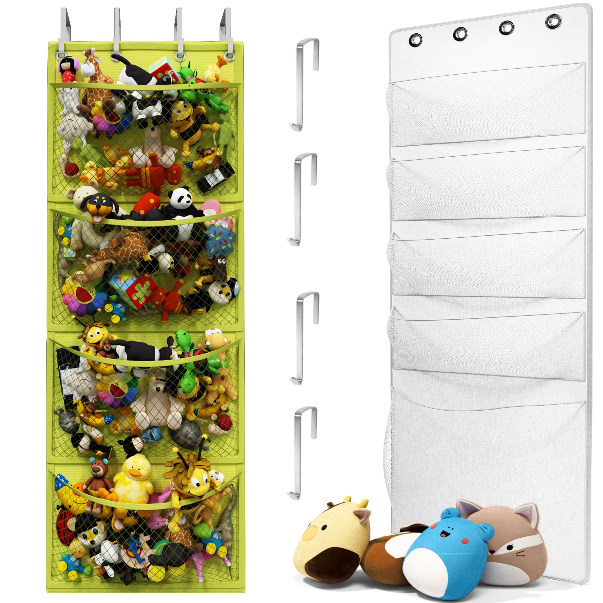 Honeyera Complete Plush & Toy Storage Bundle Yellow Stuffed Animal Organizer & Squishmallow Holder – Quick Install, Perfect for Small Spaces