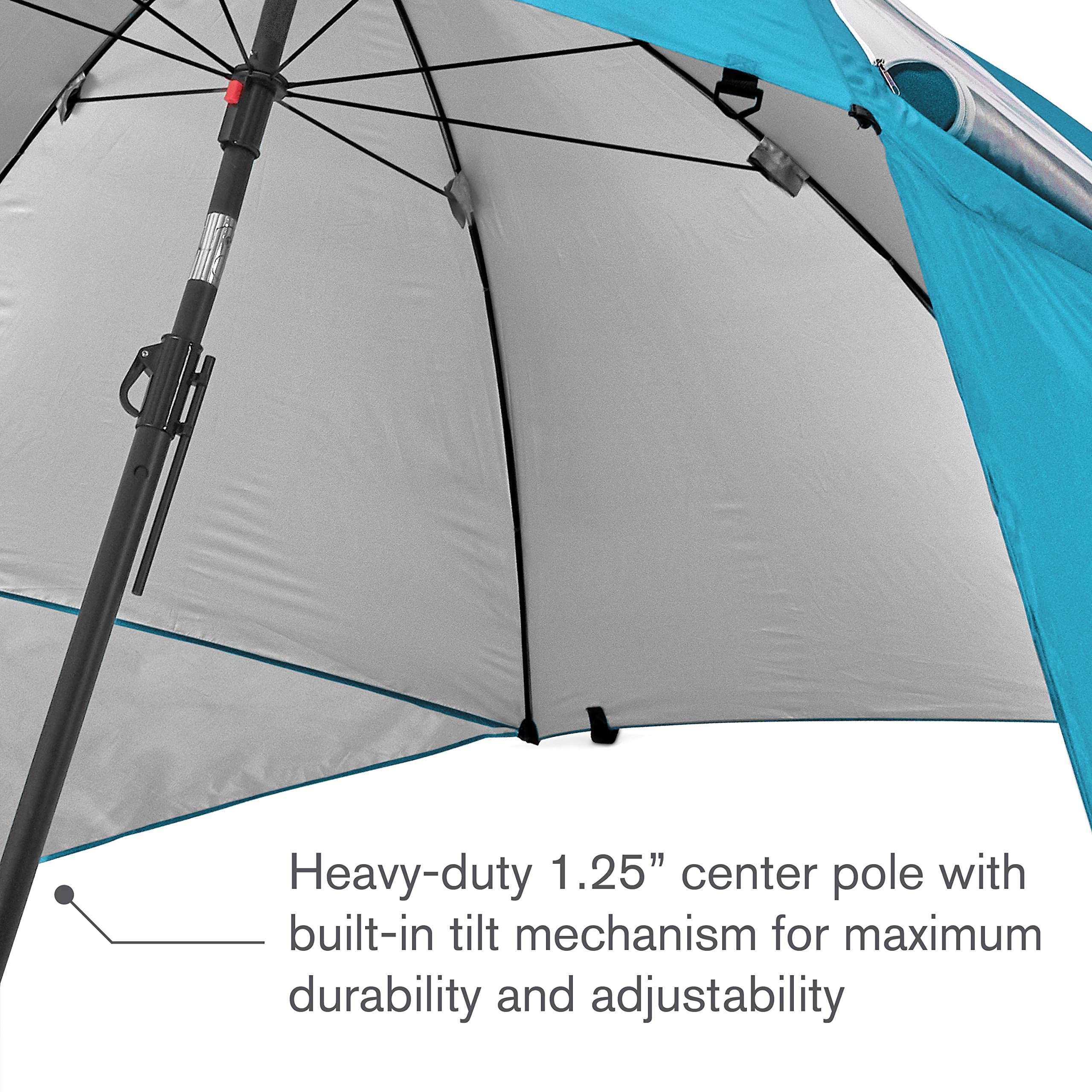 Sport-Brella Premiere UPF 50+ Umbrella Shelter for Sun and Rain Protection (8-Foot), Aqua