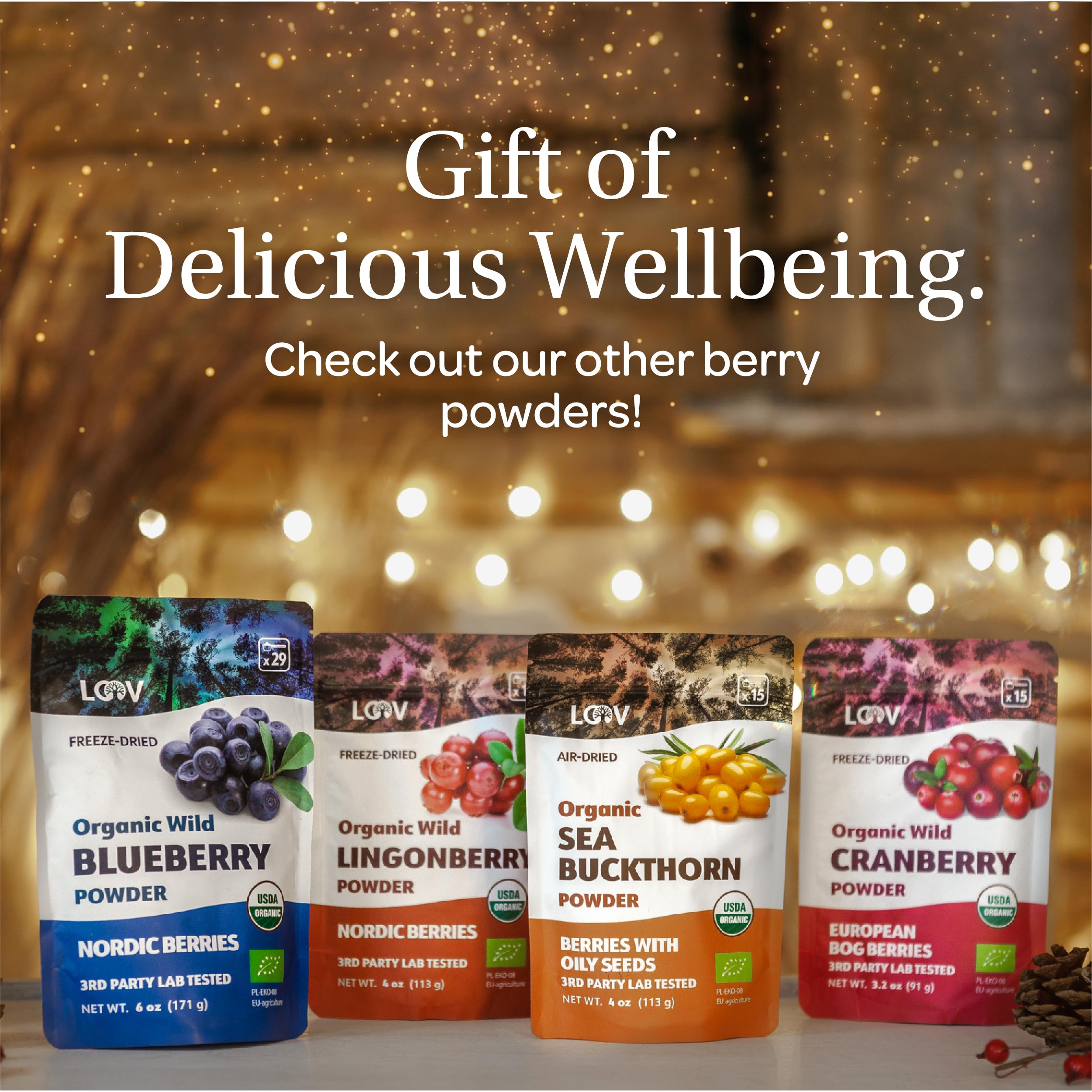 Wild Organic Freeze Dried Cranberry Powder, 6 Oz, 35-Day Supply, from Nordic Forests, No Added Sugar