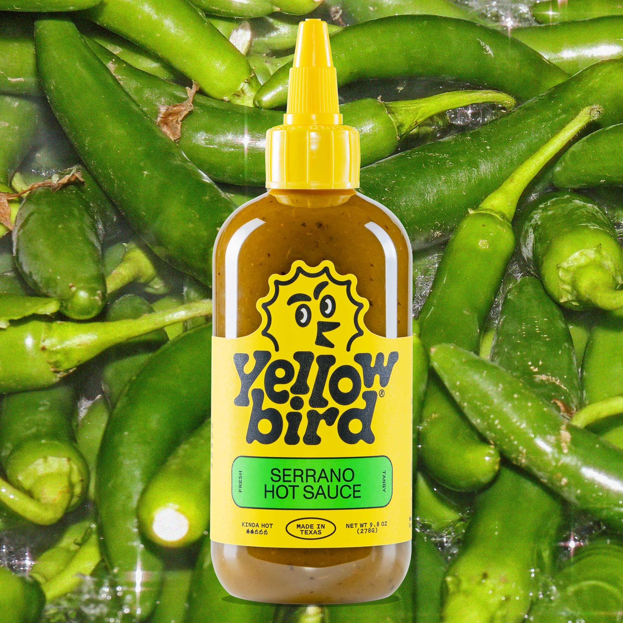 Serrano Hot Sauce by Yellowbird - Serrano Pepper Sauce with Serrano Peppers, Cucumbers, and Lime - Plant-Based, Gluten Free, Non-GMO Hot Pepper Sauce - Homegrown in Austin - 9.8 oz