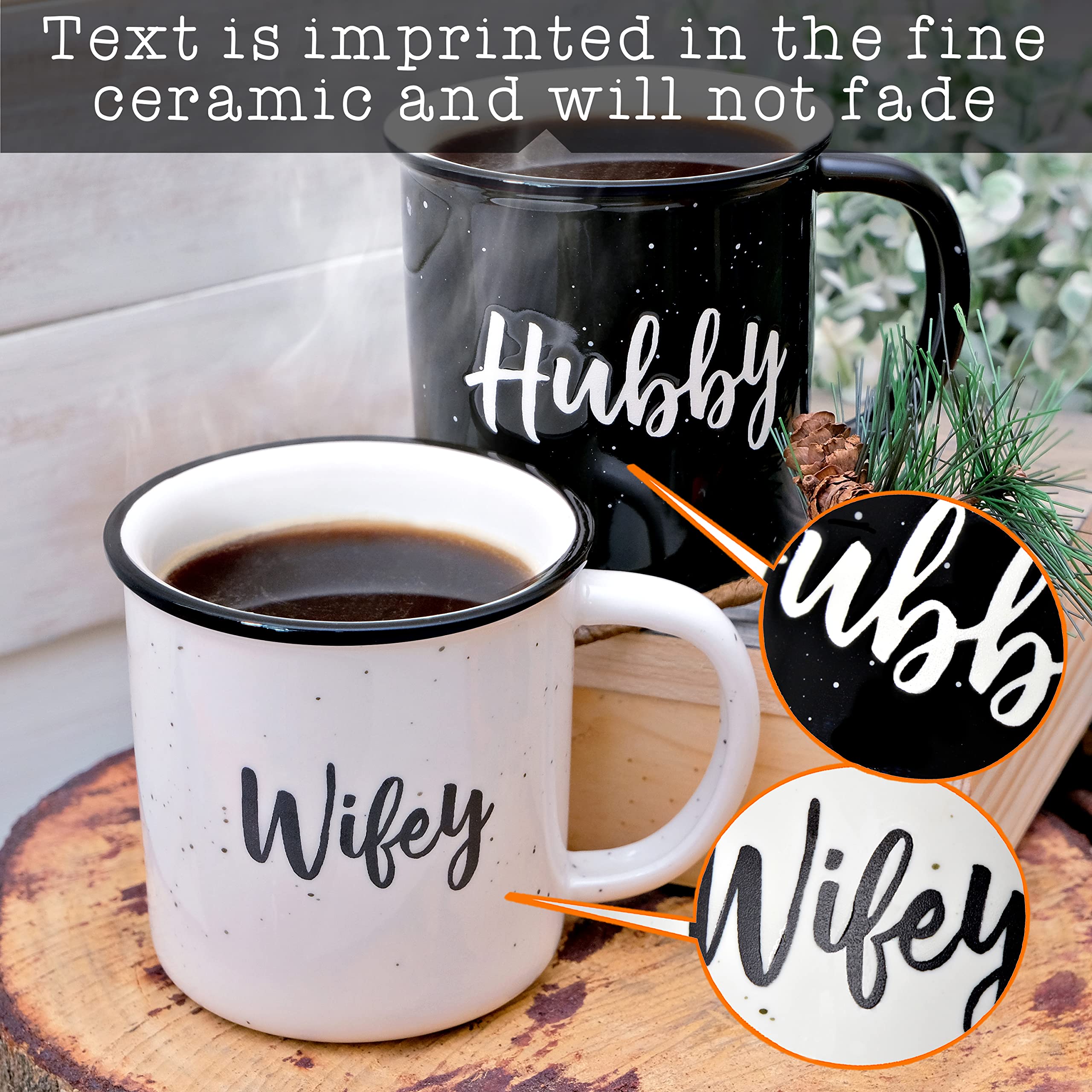 Wifey Hubby Mugs Set of 2 Coffee Mug 11 Ounce, Bride Gift, Engagement Gift, His and Hers Gift, Mr and Mrs Coffee Mug Set, Bride to Be Gift, Hubby and Wifey Mug, Mr and Mrs Cup Couples Mug