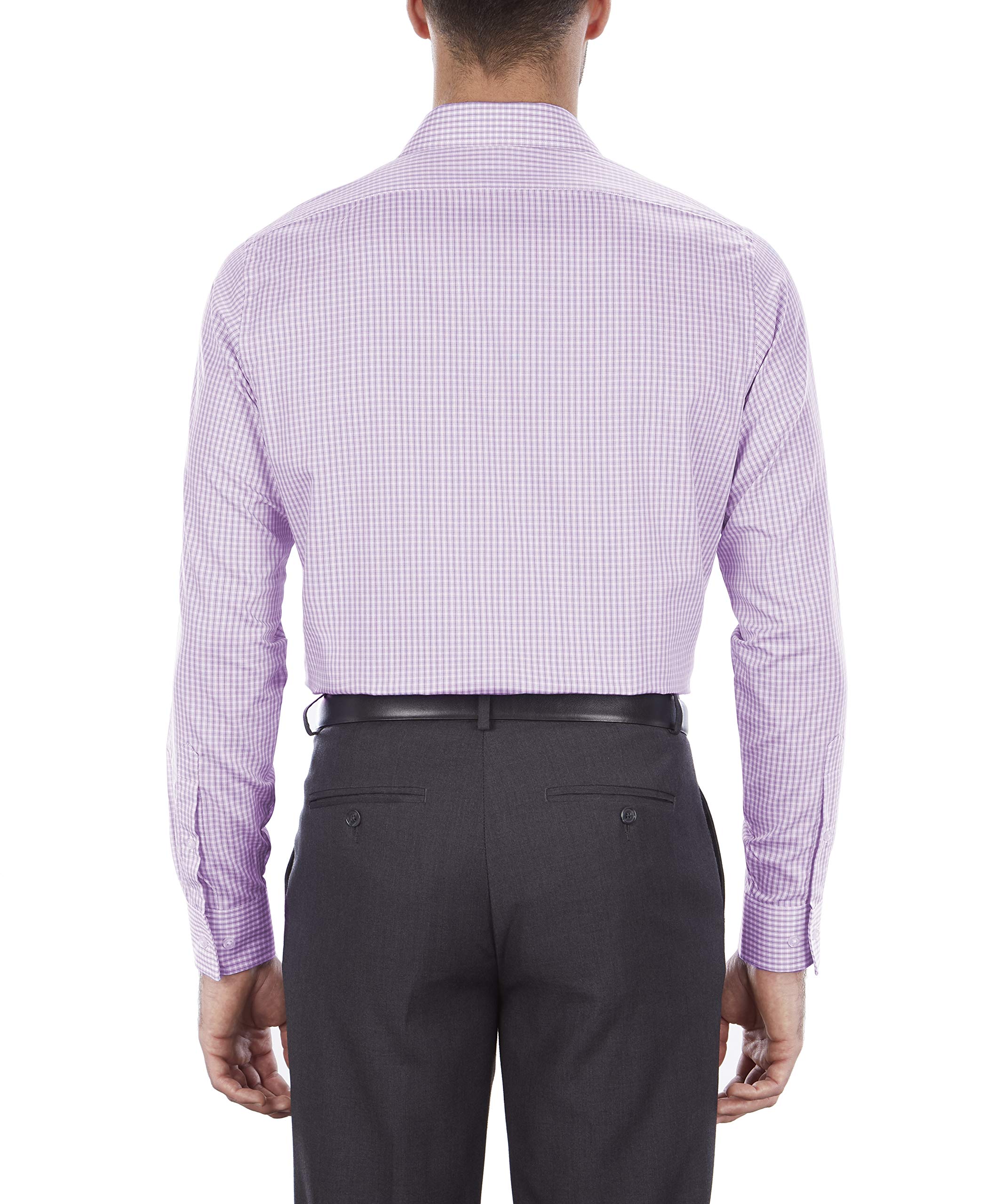 Van Heusen Men's Dress Shirt Regular Fit Flex Collar Check, Soft Lilac, 15" Neck 34"-35" Sleeve