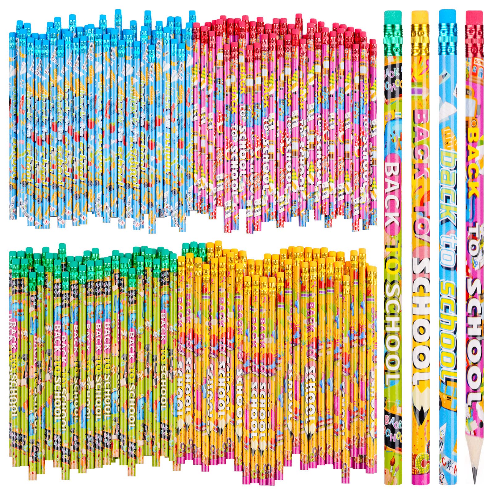 SAIWEILAI ONLINE 100 Pieces Welcome Back To School Pencils Wood Pencils Stationery Bulk Pencils for School Stationery Party Reward Supplies (100)