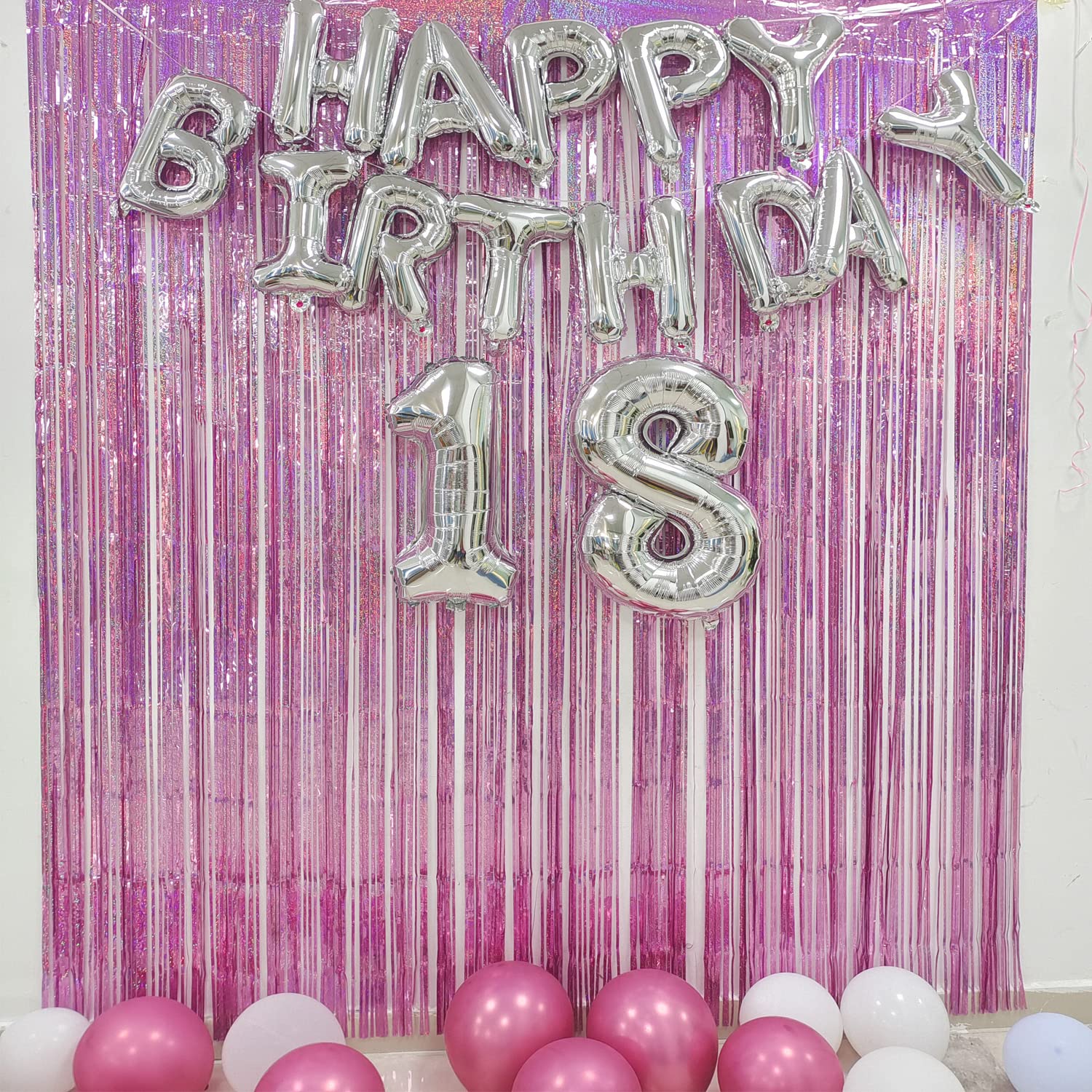 BRAVESHINE Pink Tinsel Foil Fringe Curtains - 2 Pcs 3.2x8.2 ft Metallic Holidays Photo Backdrop for Girl Birthdays Bridal Shower Sweet Dount Bachelorette Party Supplies Decorations