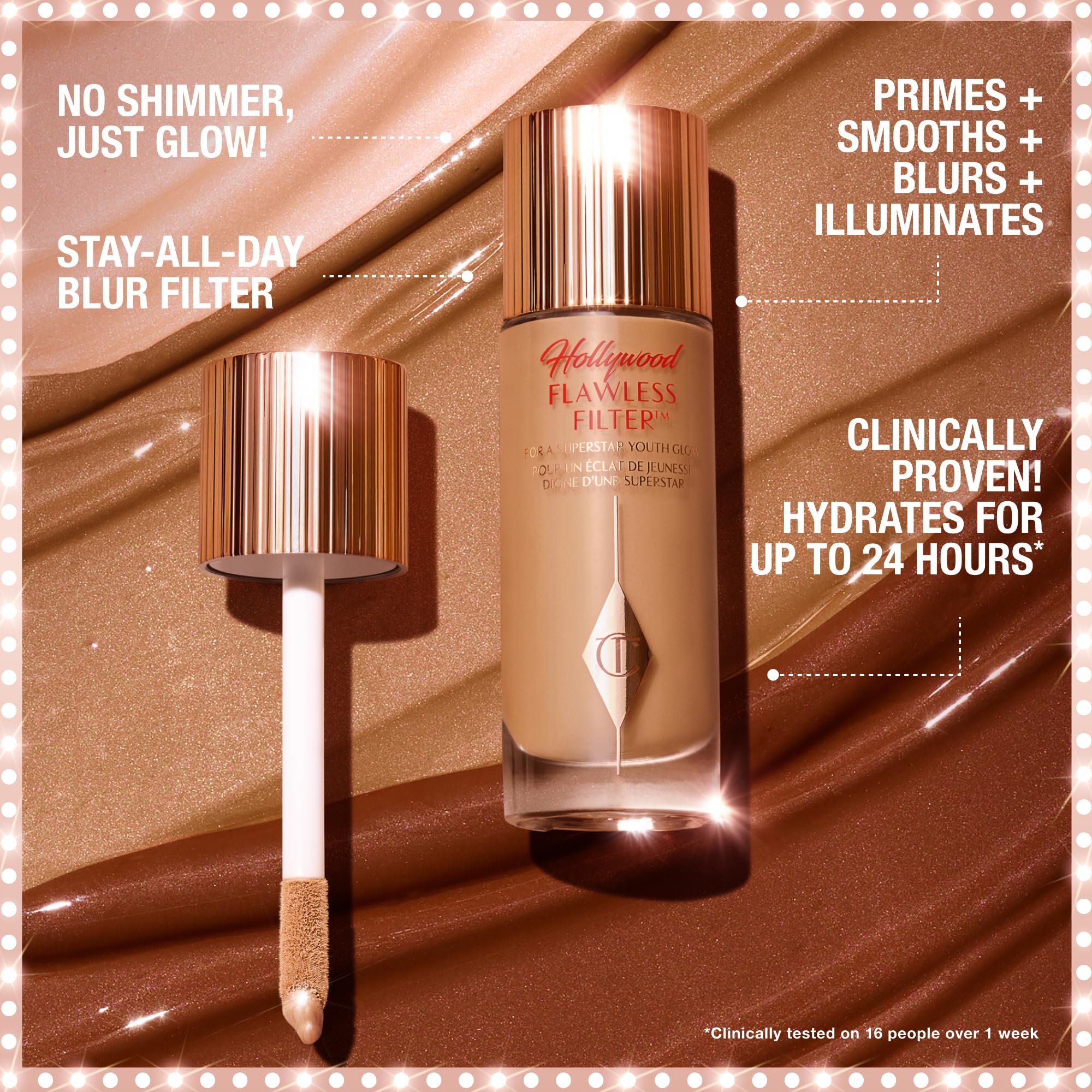 Charlotte Tilbury Hollywood Flawless Filter - Multi‑Use Makeup Primer, Complexion Booster & Illuminating Liquid Highlighter with Sheer Coverage - Smooths & Blurs Skin - 4 Medium