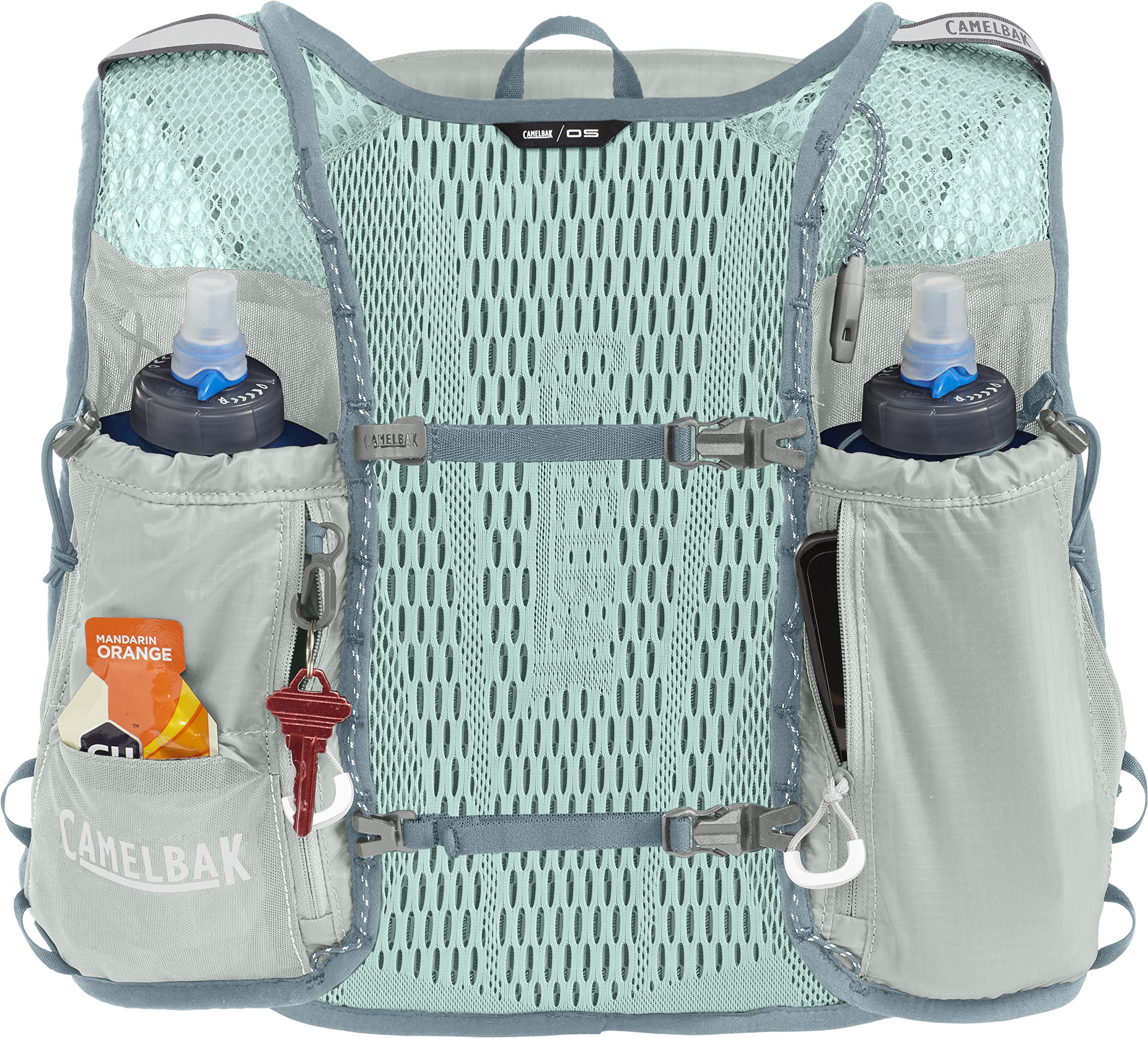 CamelBak Zephyr Pro Running Hydration Vest 34oz – Body Mapping Technology, Pigeon/Blue Surf