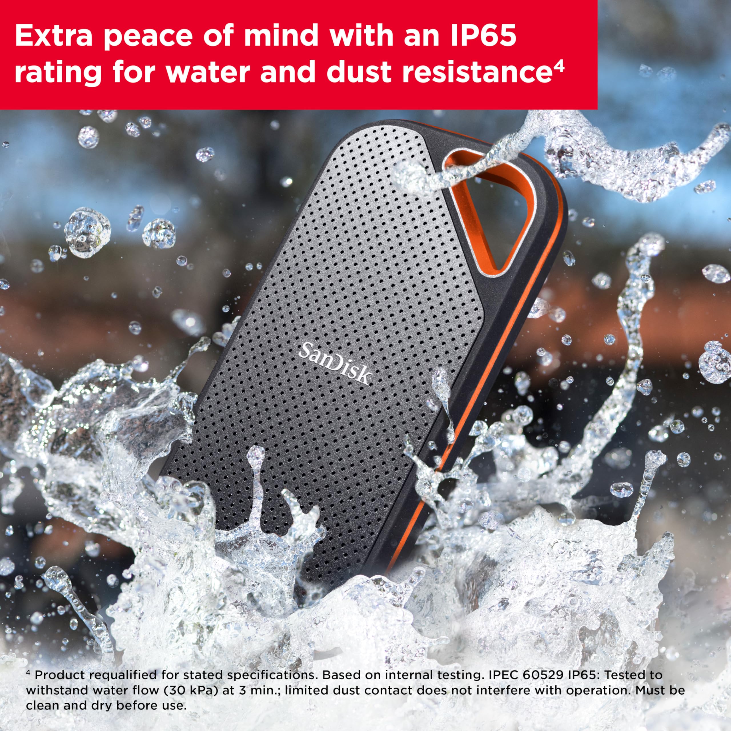 SANDISK 2TB Extreme PRO Portable SSD - Up to 2000MB/s - USB-C, USB 3.2 Gen 2x2, IP65 Water and Dust Resistance, Updated Firmware - External Solid State Drive - SDSSDE81-2T00-G25