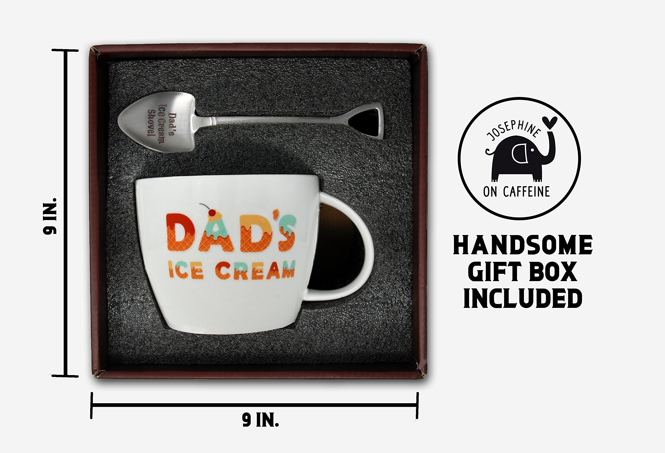 Josephine on Caffeine Gifts for Dad –Dad’s Ice Cream Bowl and Engraved Spoon Dad’s Ice Cream Shovel – Ideal Father’s Day Gift, Christmas Gift or Birthday Gift (Dad)