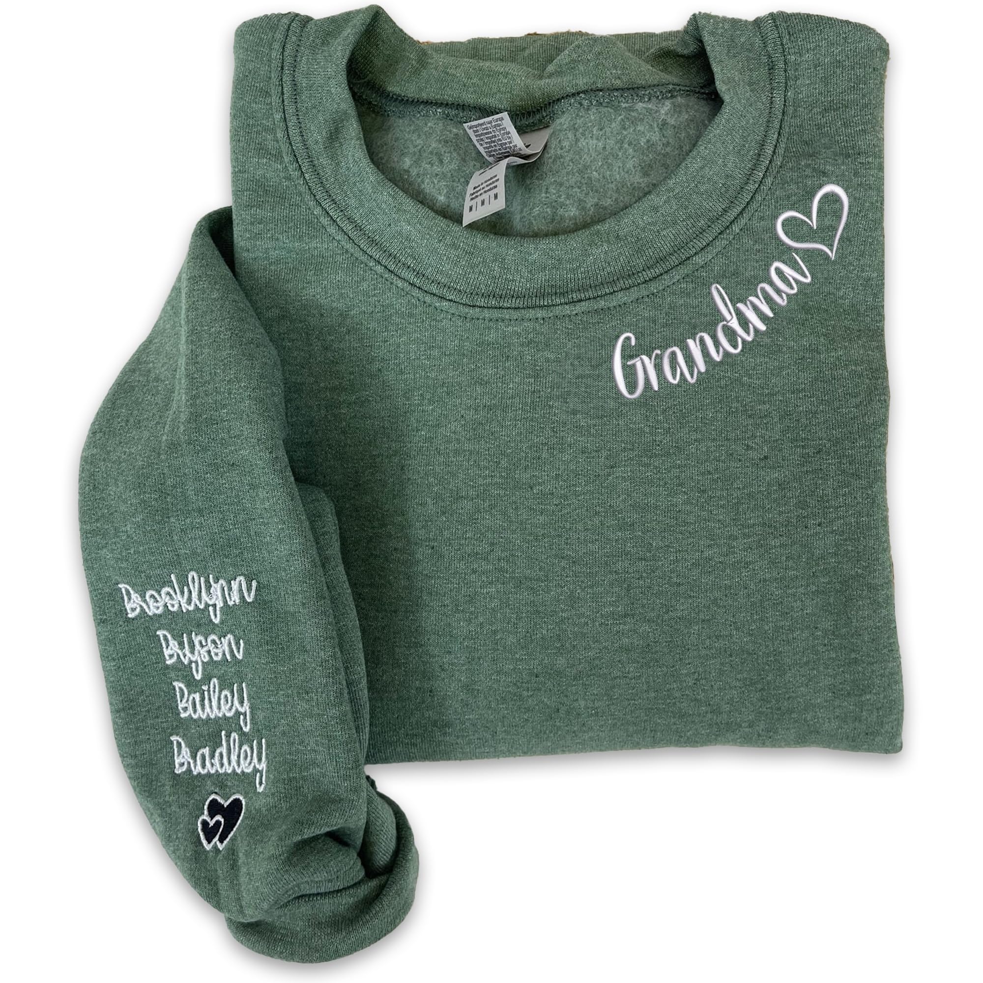 NAZENTI Women's 02 Grandma Sweatshirt, Personalized Mama Sweatshirt, Mommy Neckline Sweater, Christmas Shirt, Mother's Day Gift