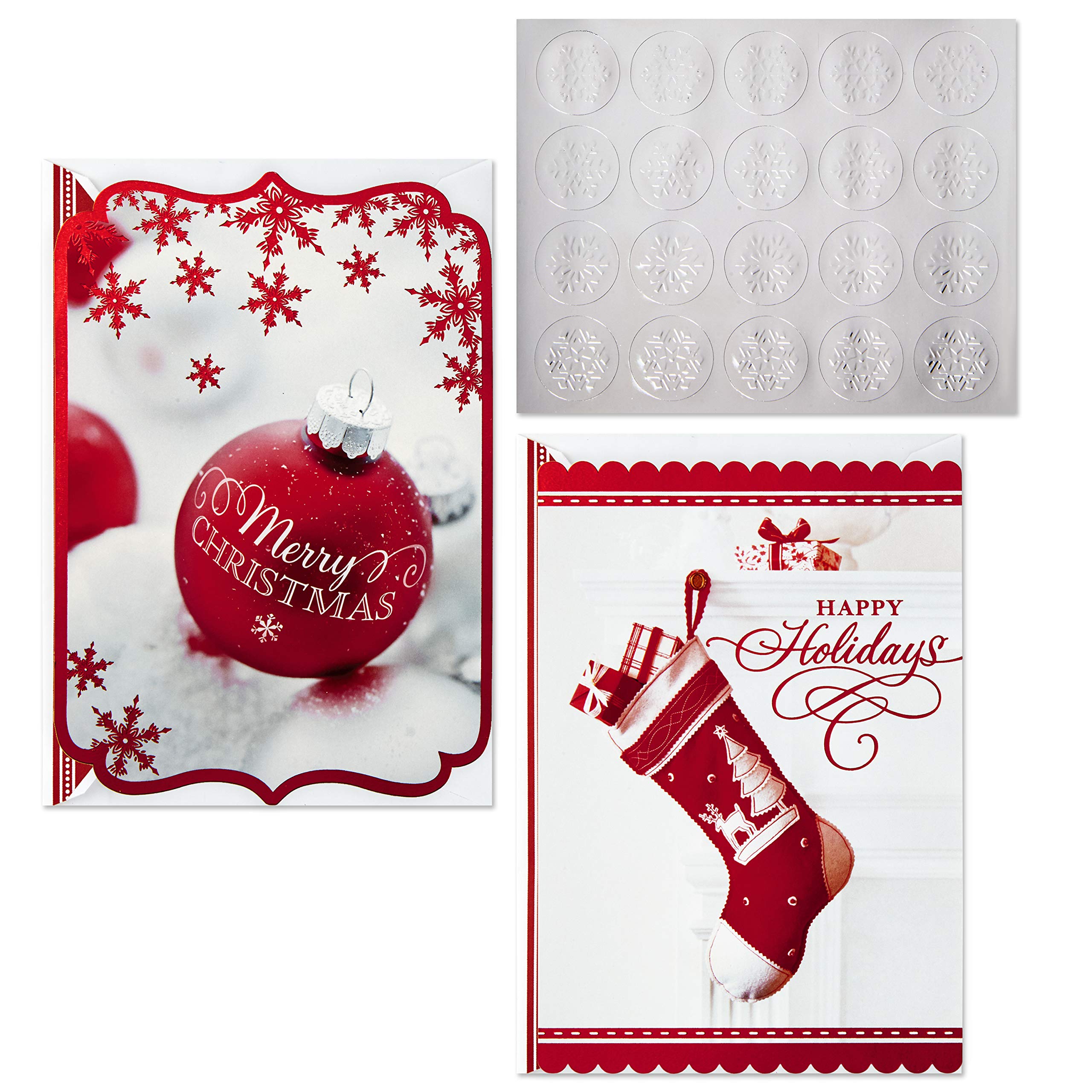 Hallmark Christmas Boxed Card Assortment, Ornament and Stocking (40 Cards with Envelopes and Gold Seals) (1XPX2806)