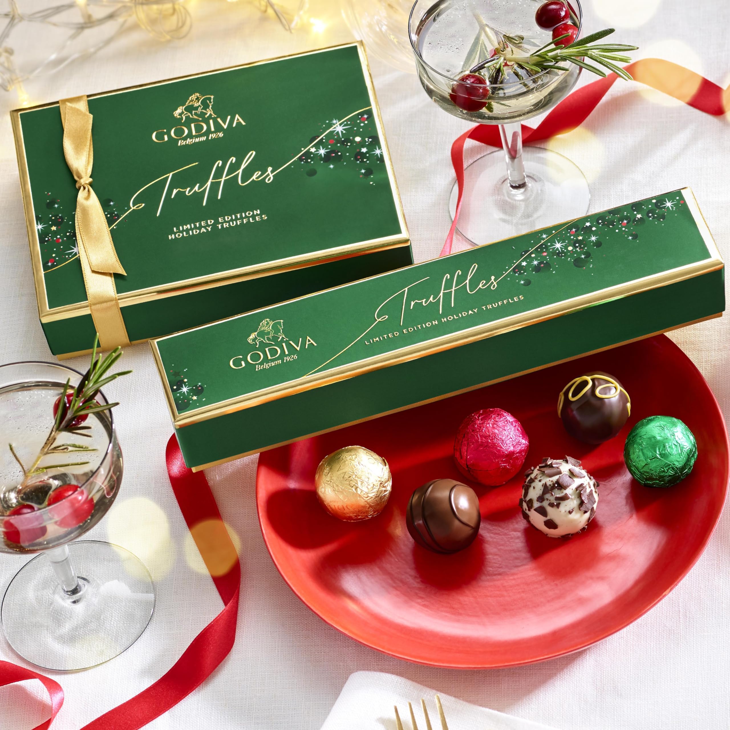 Godiva Chocolatier Holiday Truffle Flight - 12 Piece Limited Edition Assorted Gift Box – Gourmet Dark, Milk and White Chocolate Truffles for Chocolate Lovers