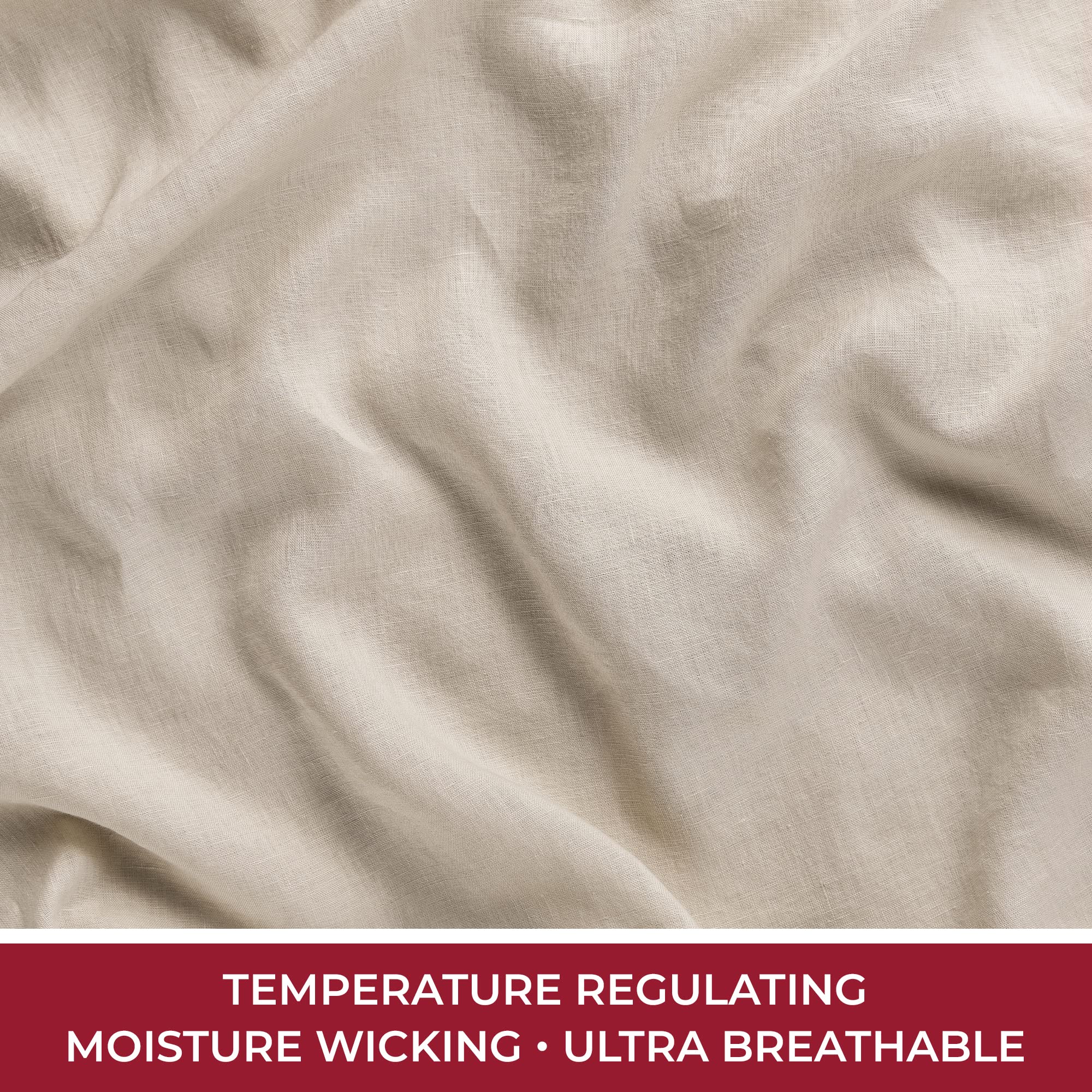 Mellanni 100% Linen Queen Sheets Set - Natural Sheets for Bed Set - Linen Bedding - Fits up to 16" Mattress (Queen, Natural)