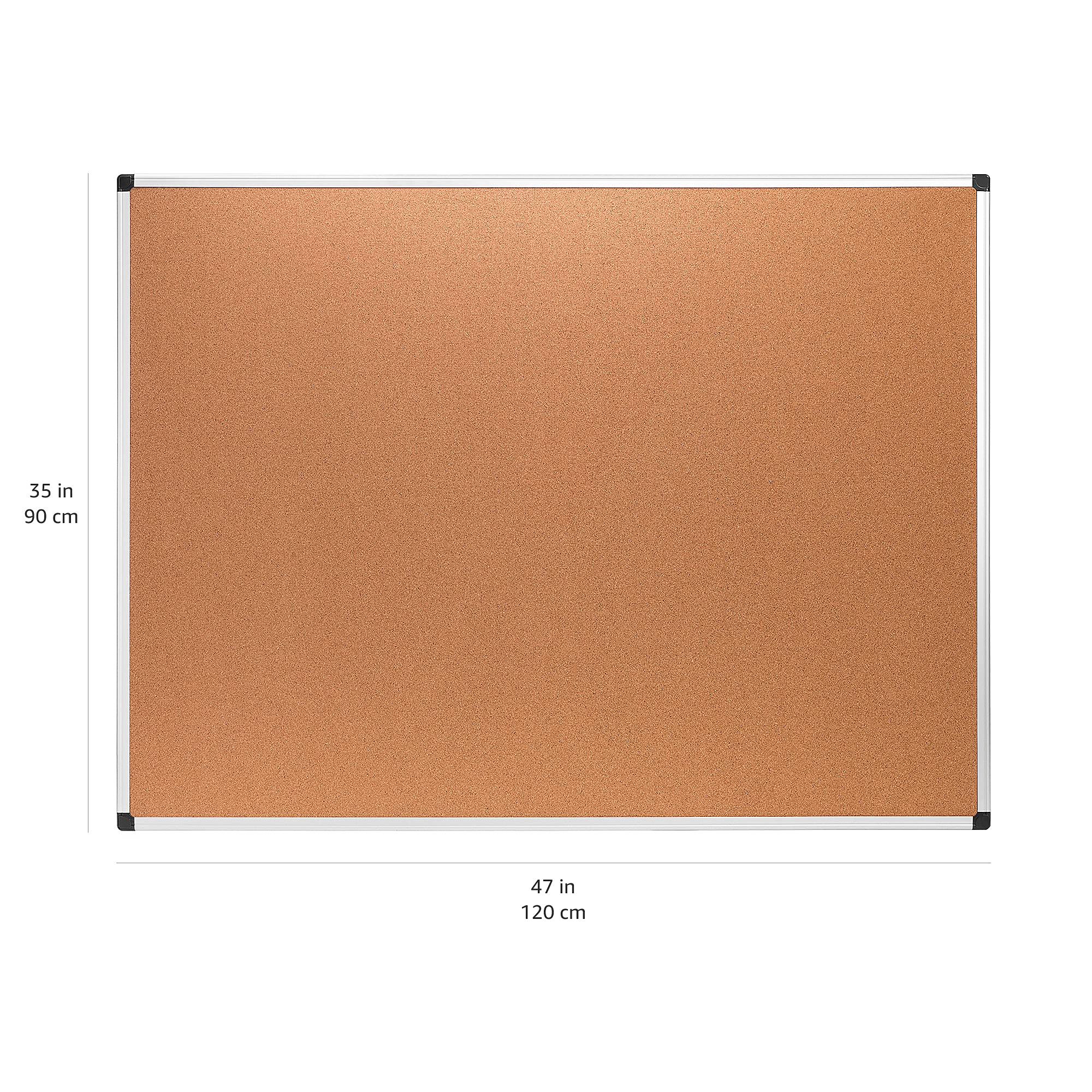 Amazon Basics Rectangular Cork board, Aluminum Frame, 35" x 47", Brown