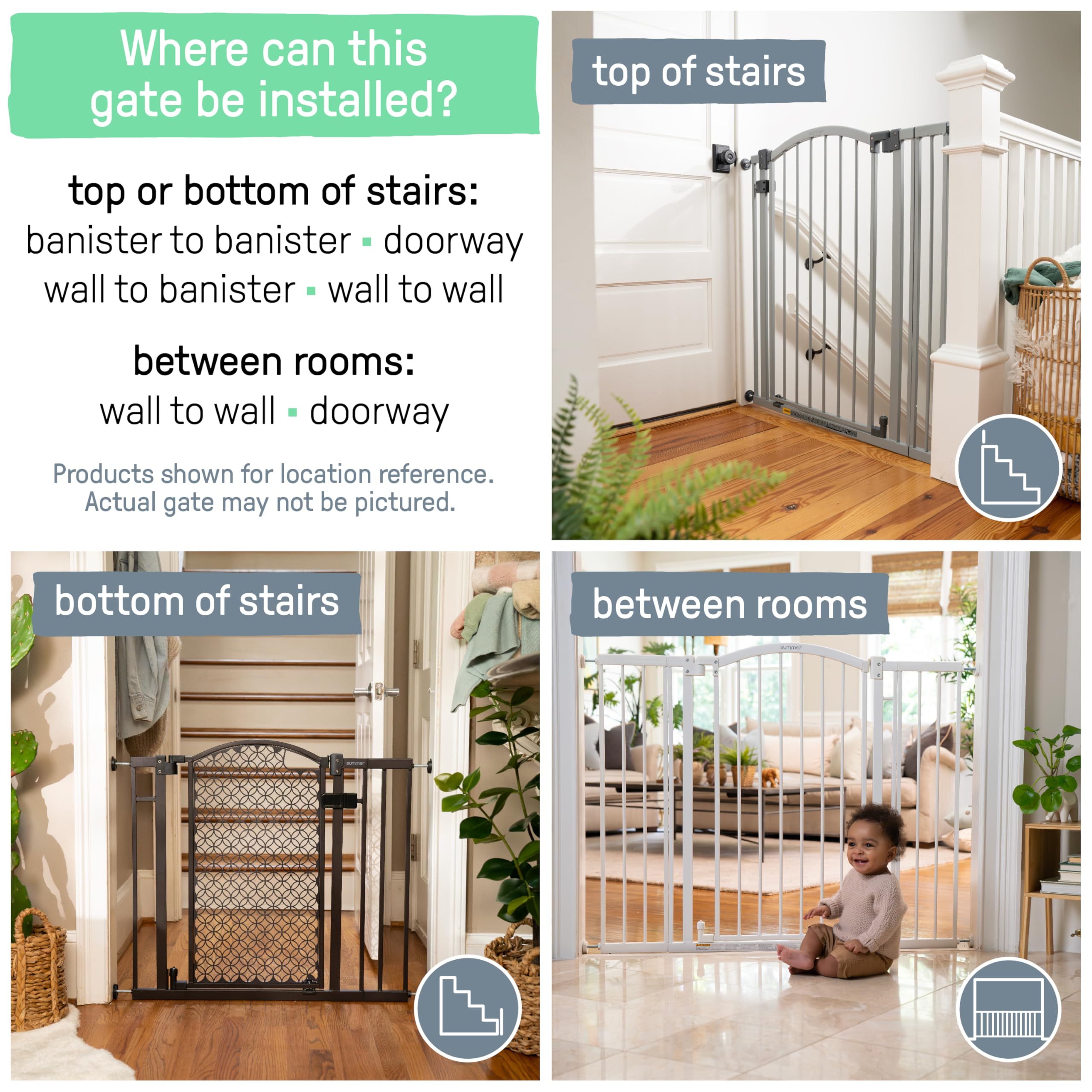 Summer Infant Extra Tall Decor Safety Pet and Baby Gate, 28” - 38.25” Wide, 36" Tall, Install In-between Rooms, Doorways and Stairways, 20” Wide Door Opening - Gray