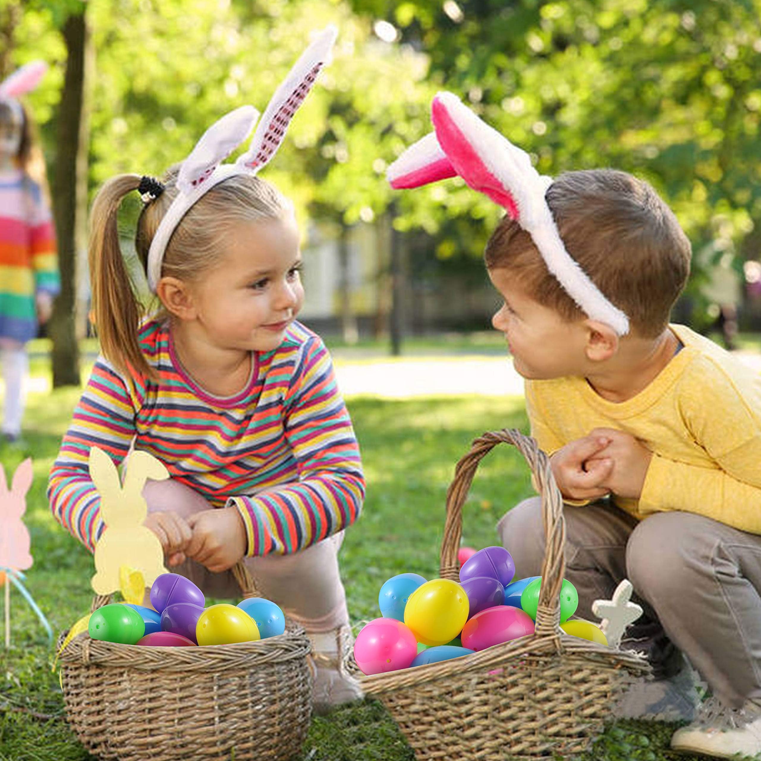 JOYIN 80 Packs Prefilled Easter Eggs with Toys and Stickers, Toys Fillers for Easter Egg Hunt, Basket Stuffers, Party Favors, Classroom Events