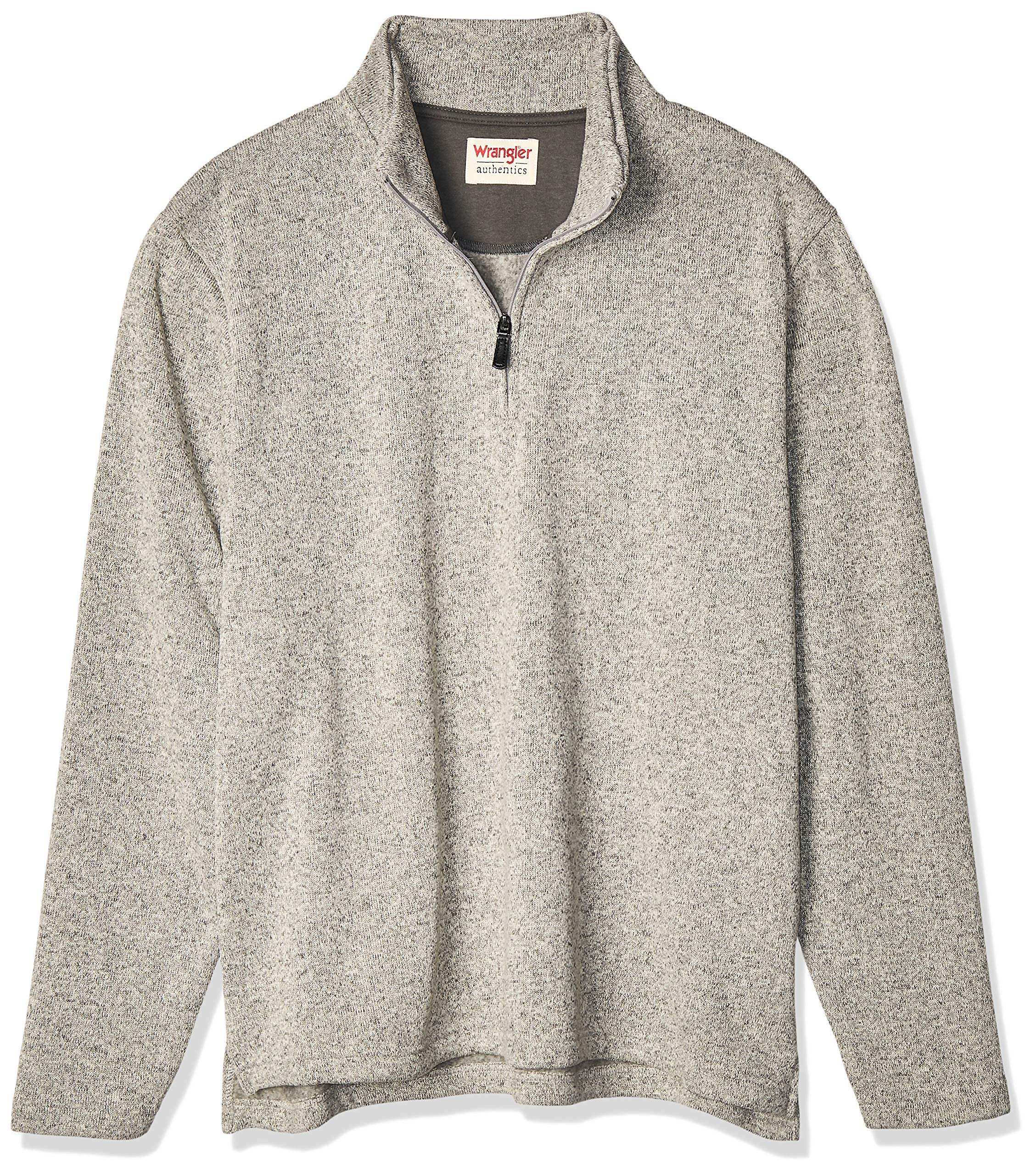 Wrangler Authentics Men's Long Sleeve Fleece Quarter-Zip, Light Heather Gray, Medium