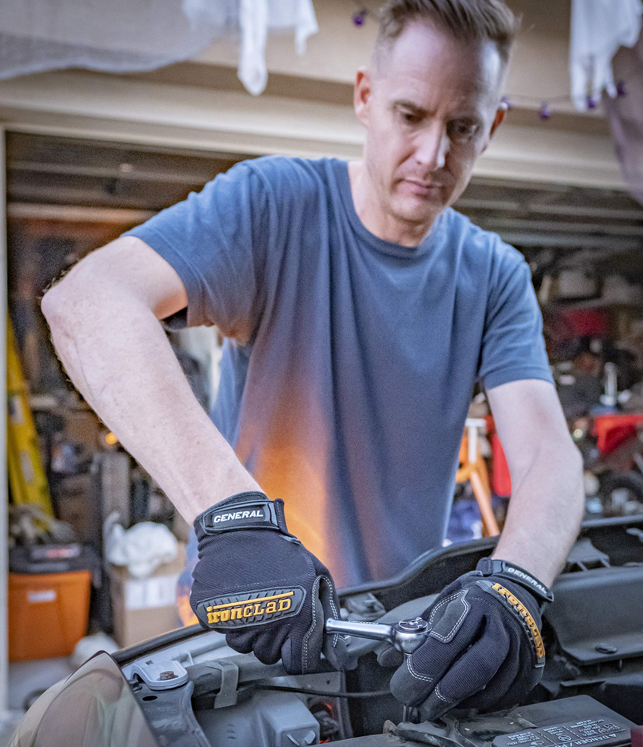 Ironclad General Utility Work Gloves GUG, All-Purpose, Performance Fit, Durable, Machine Washable, Sized Large, (1 Pair) Black