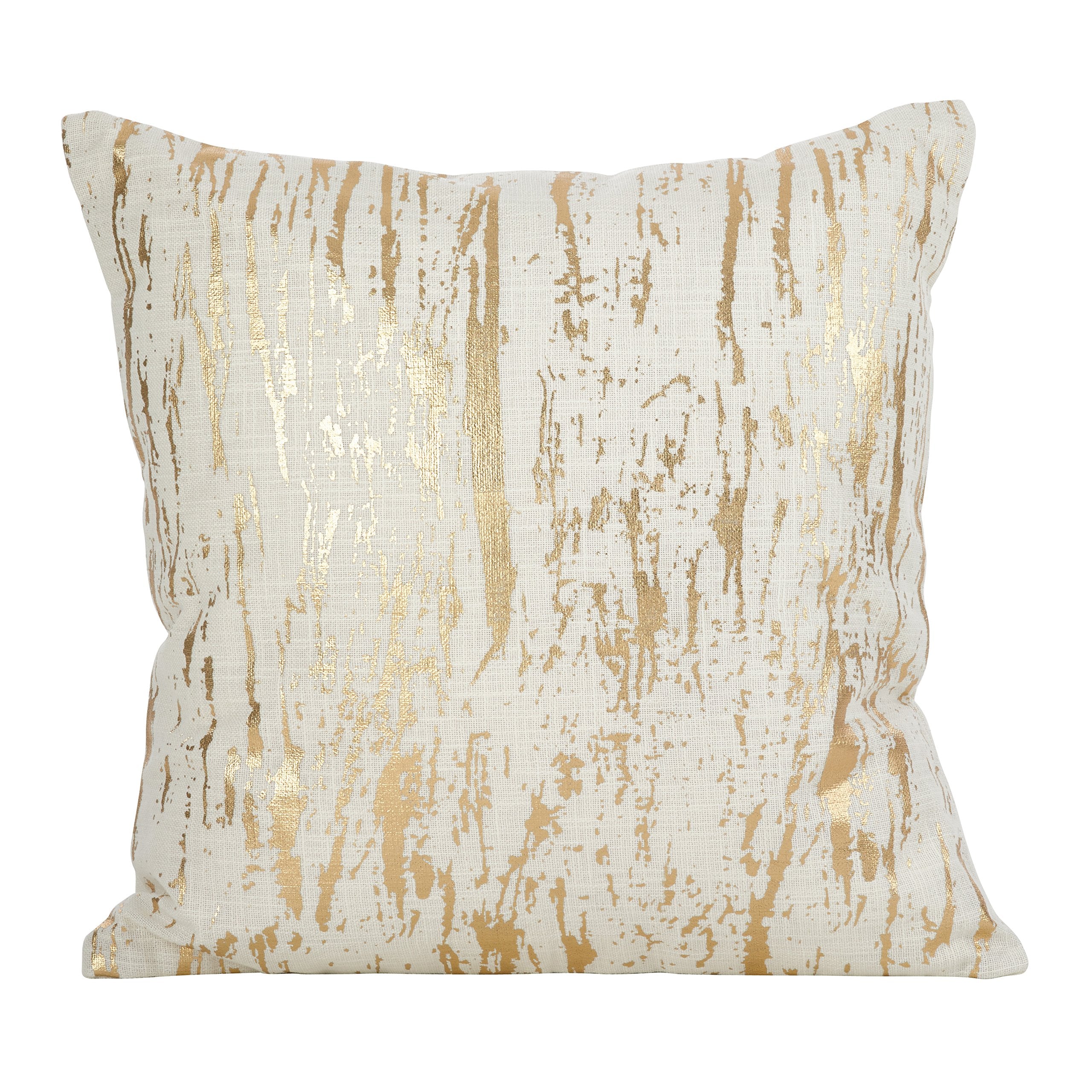 SARO LIFESTYLE Distressed Metallic Foil Design Cotton Floor Pillow, Gold, 27"