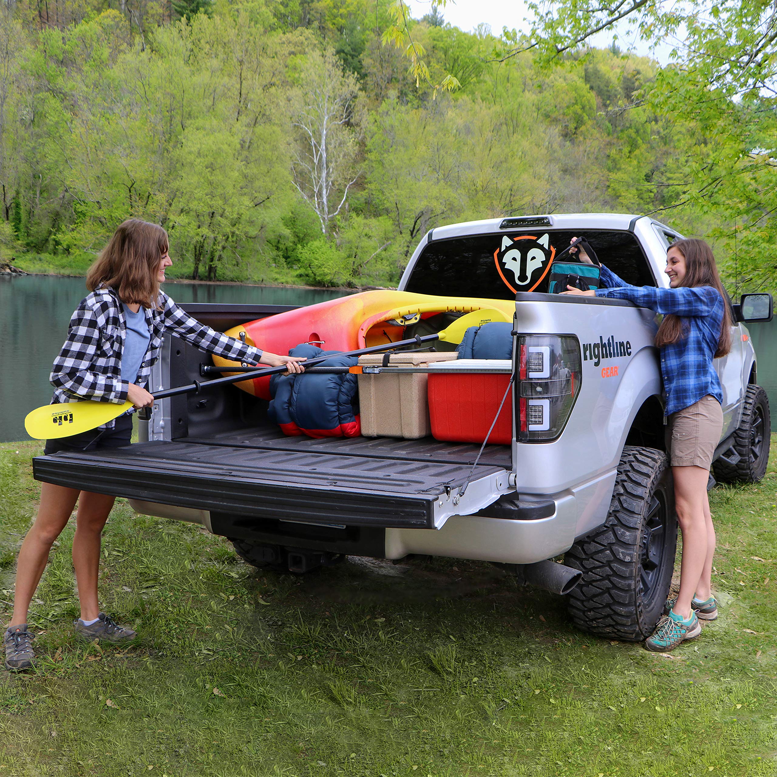 Rightline Gear Adjustable Ratcheting Cargo Bar for Pickup Truck Bed, 40 to 70 Inches, Black