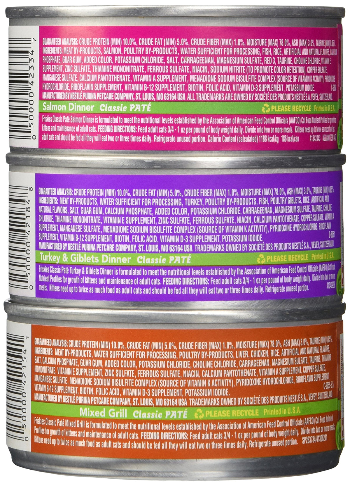 Friskies Wet Cat Food, Friskies Pate, 3-Flavor Variety Pack, 5.5-Ounce Can, Pack of 12